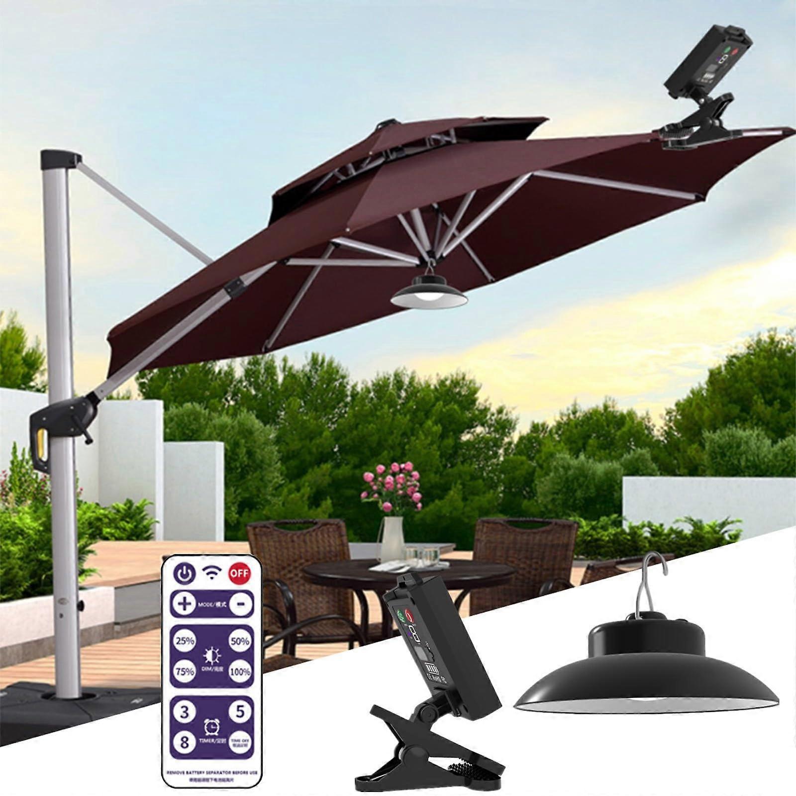 Solar Umbrella Lights 2 Lighting Modes Battery Display Timing Mode