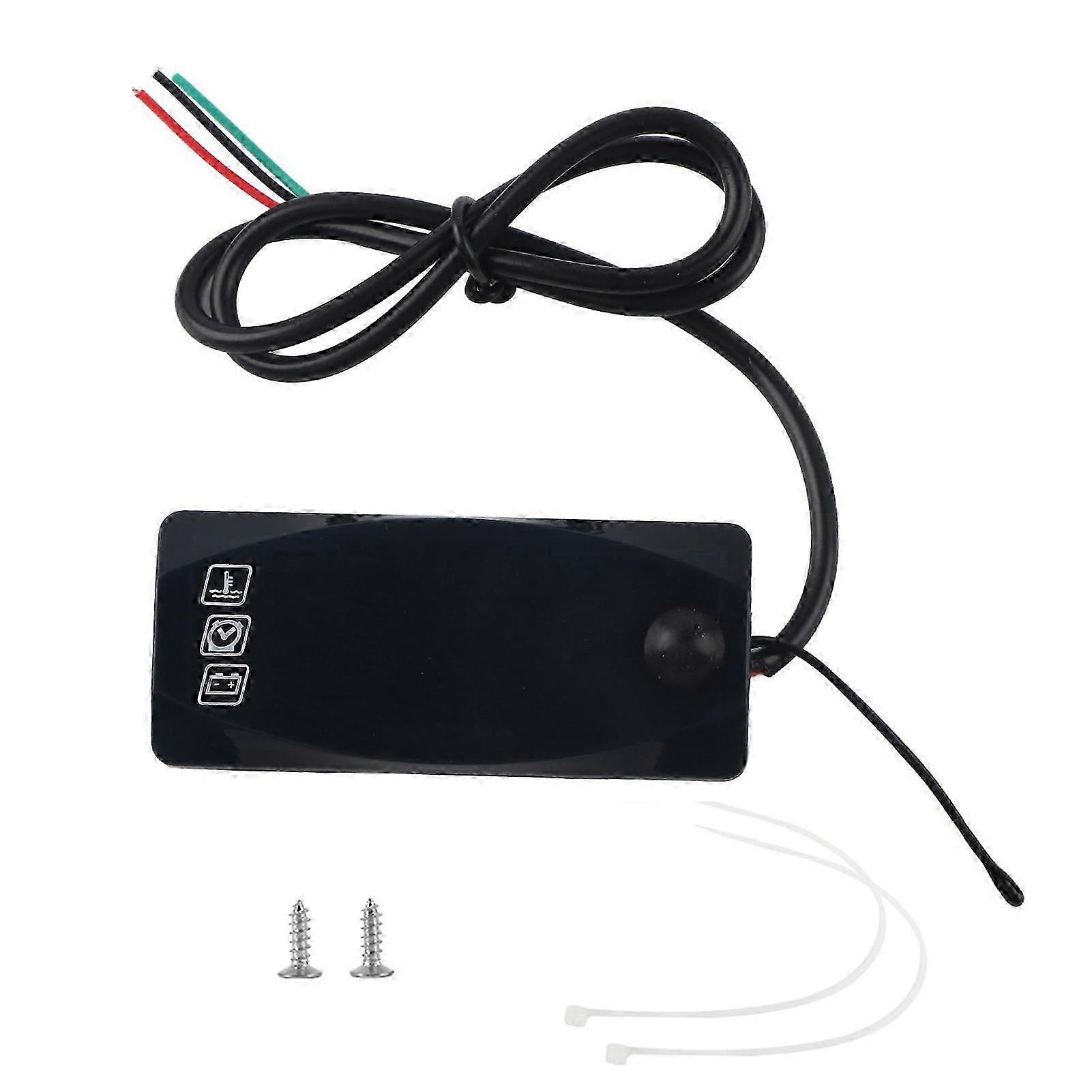 3-in-1 Motorcycle LED Voltmeter Thermometer Electronic Clock Gauge IP67 Waterproof Meter 6V-30V