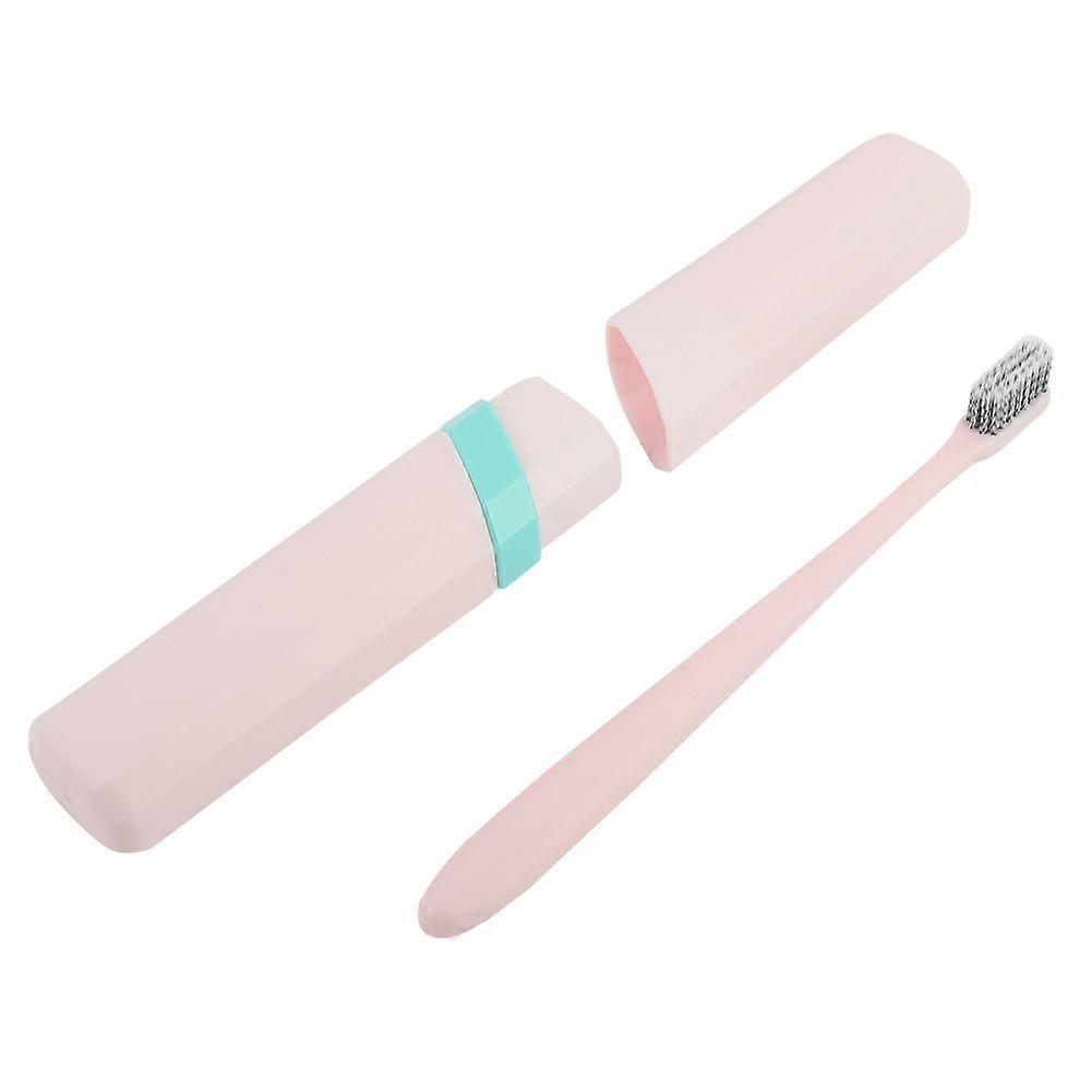 Portable Toothbrush Protect Holder Case Travel Storage Box Set (Pink)