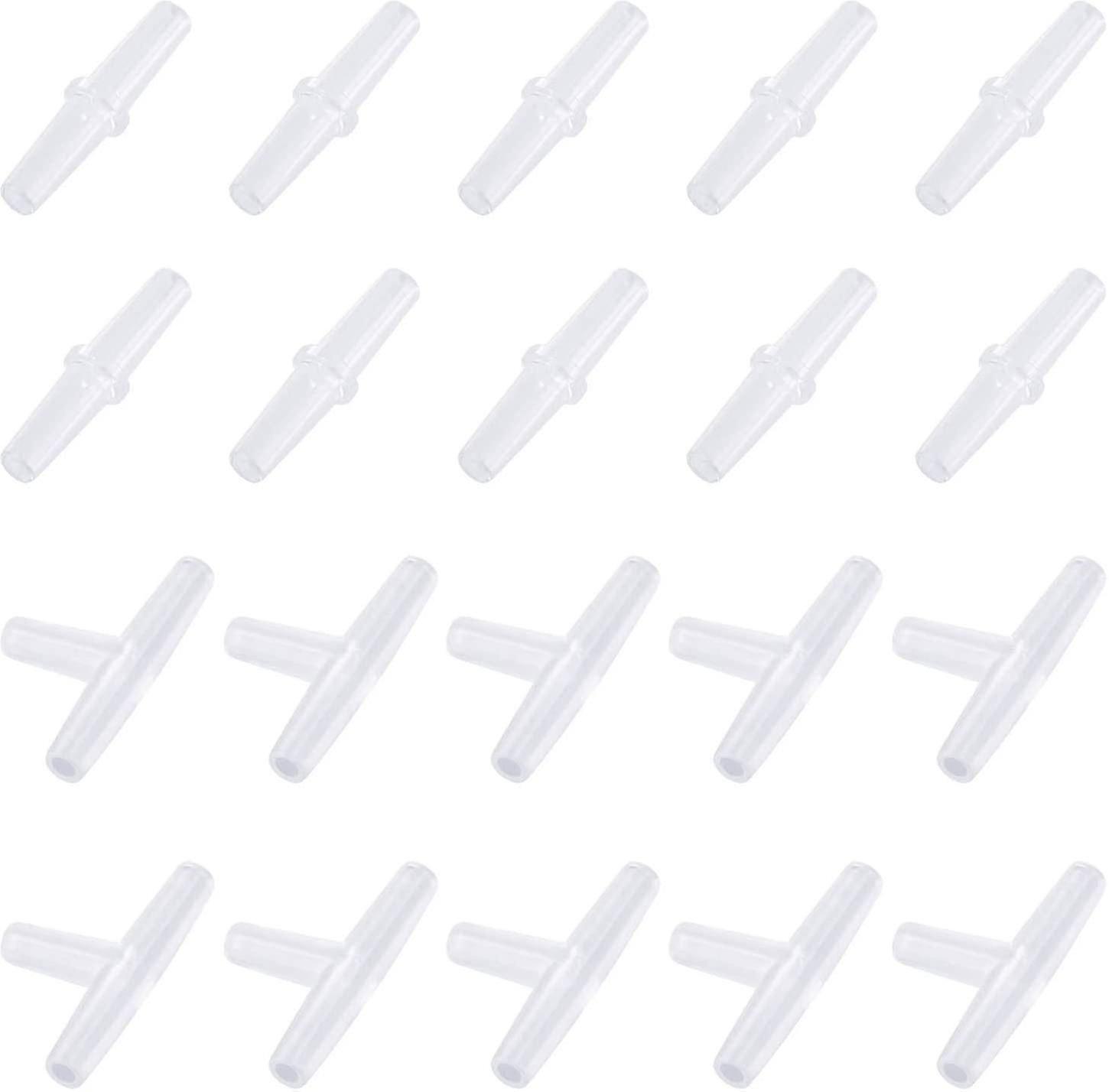 100 قطعة حوض السمك صمام الهواء موصل الأبيض البلاستيك خرطوم مضمن، 3 طريقة T ومستقيم