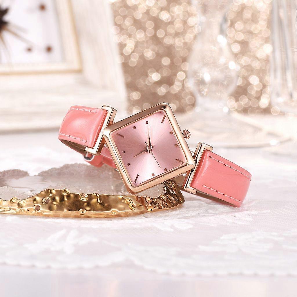 Luxry Square Ladies Fashion Personality Watch Pu with Small Scale Ladies Trend Quartz Watch Set Conjunto De Reloj De Damas