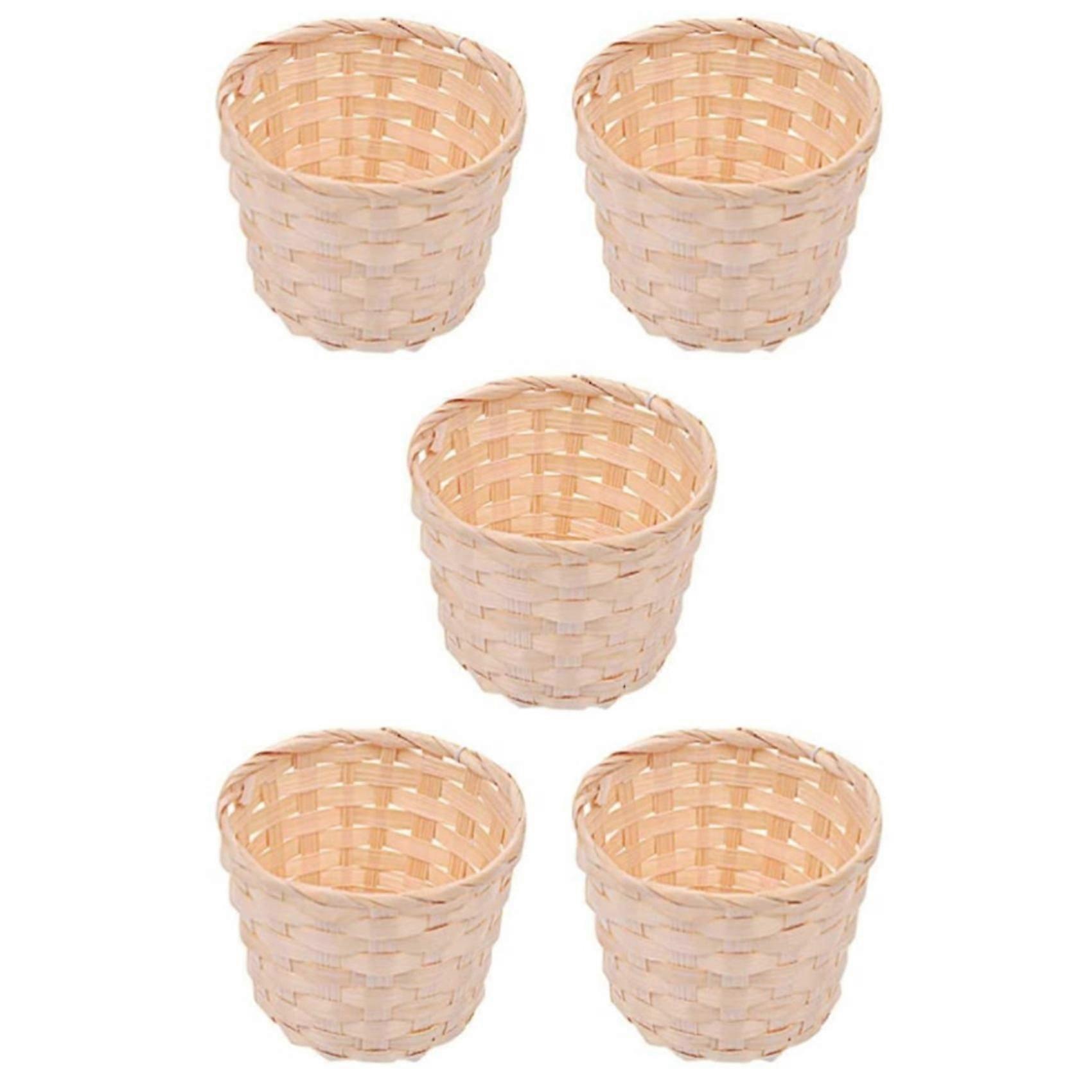 5pcs Mini Woven Baskets Without Handles For Party Favors Crafts Decor Suitable For Various Occasion