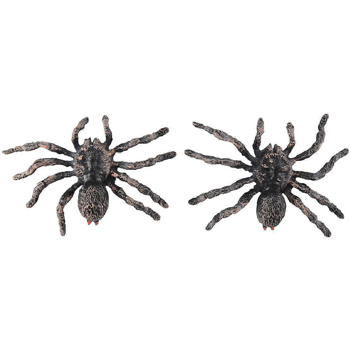 2Pcs 9.5cm Large Fake Realistic Spider Insect Model Halloween Scary Prop