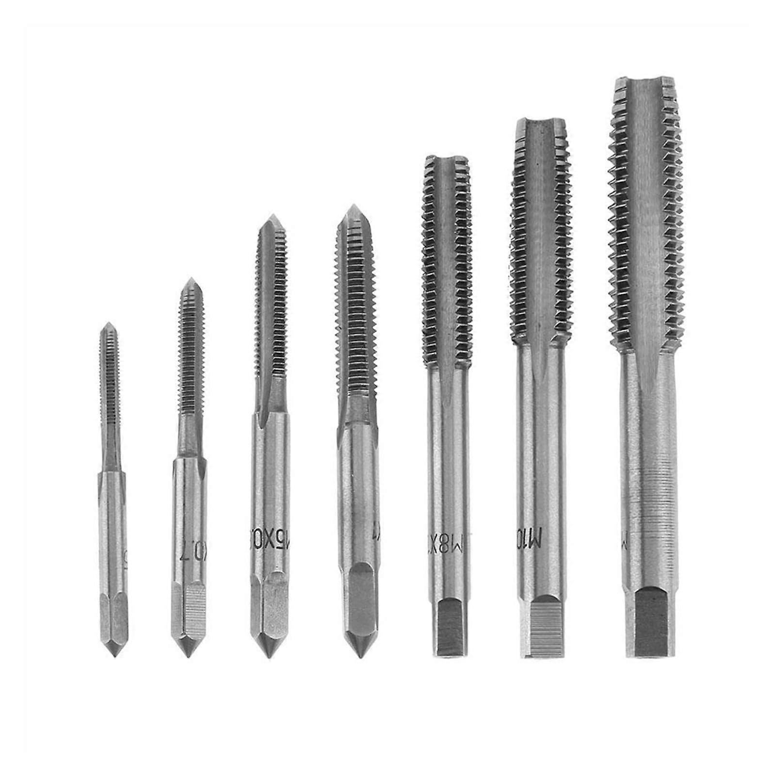 7pcs Metric Tap Set of Taps Drill Bits Hand Tool Sets M3-M12 Machine Spiral Point Screw Thread Plug Dies Set Metal
