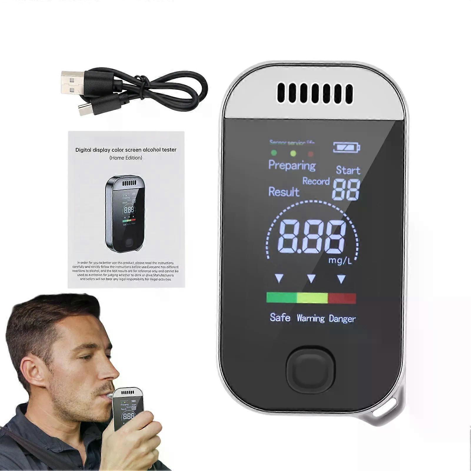 Portable Alcohol Tester Digital Breath Alcohol Tester Professional Breathalyzer With LCD Display USB Rechargeable