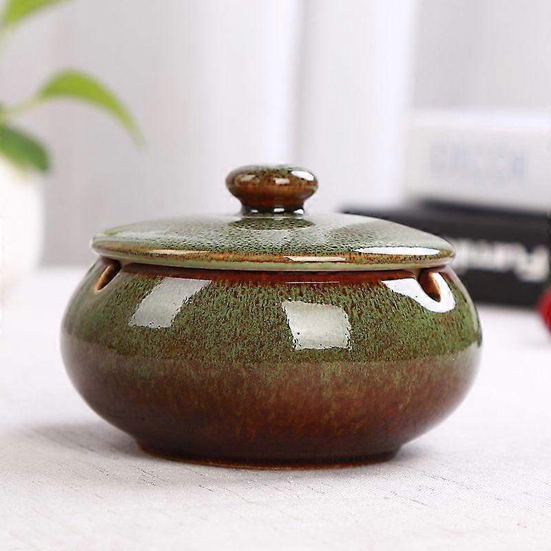 Ceramic Ashtray With Windproof Lid For Indoor Outdoor