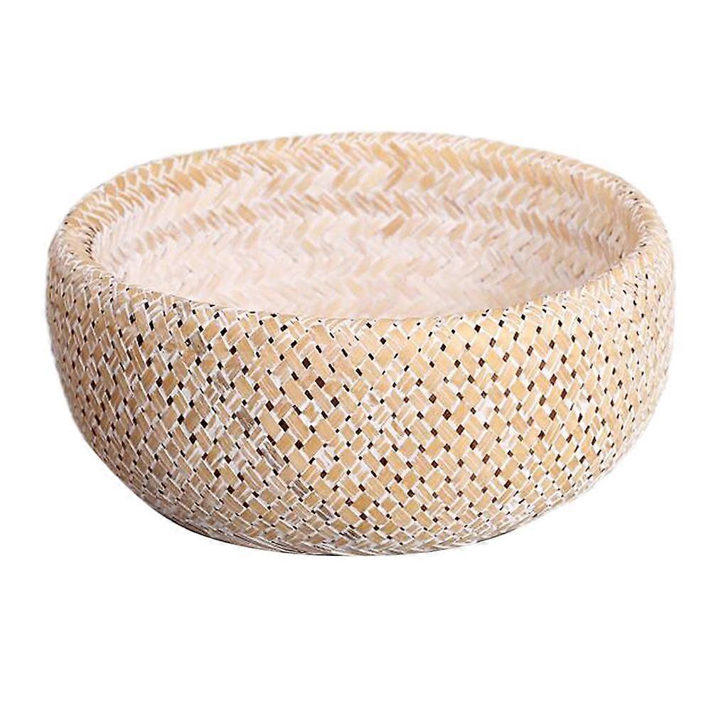 Bamboo Weaving Handmade Round Storage Baskets Container for Living Room