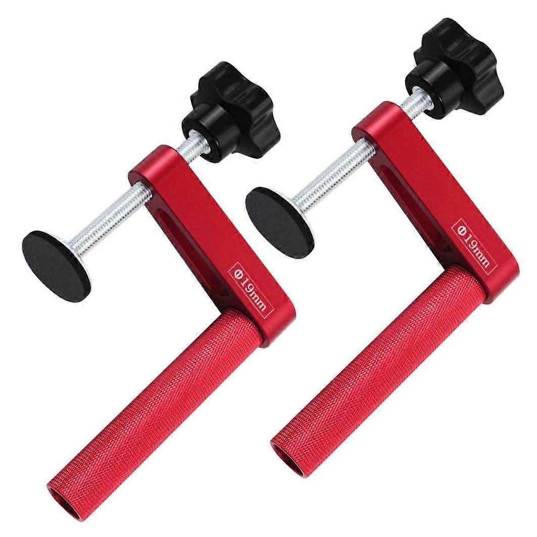 19mm Bench Dog Clamp Set of 2, Adjustable Aluminum Table MFT Workbench Hole Clamps for Woodworking Projects (Red)