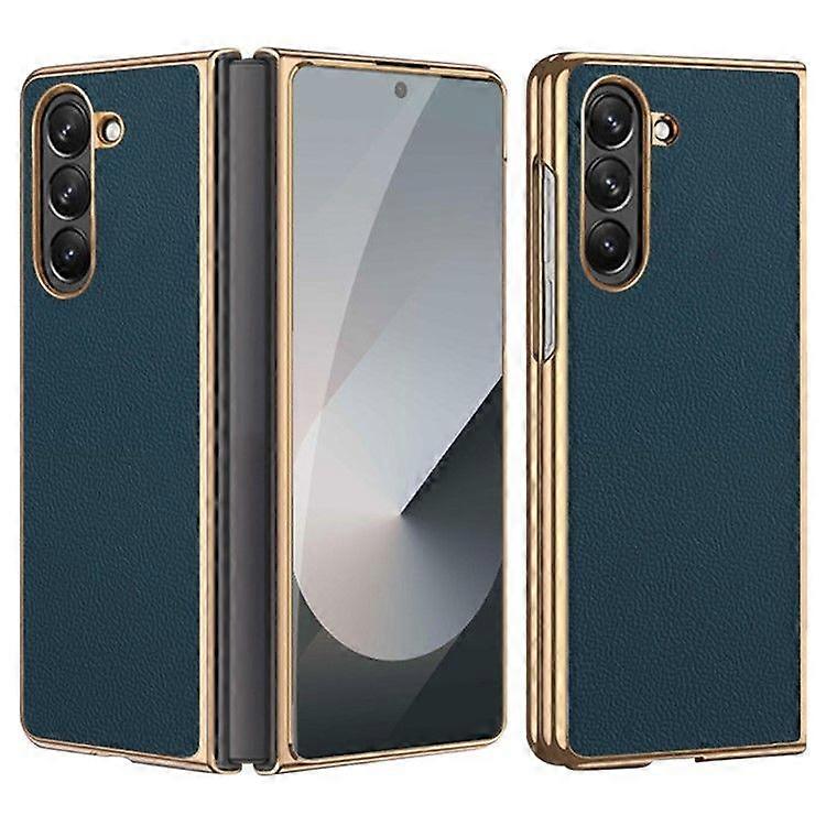Electroplating Frame PU Leather+PC Phone Cover For Samsung Galaxy Z Fold6 5G