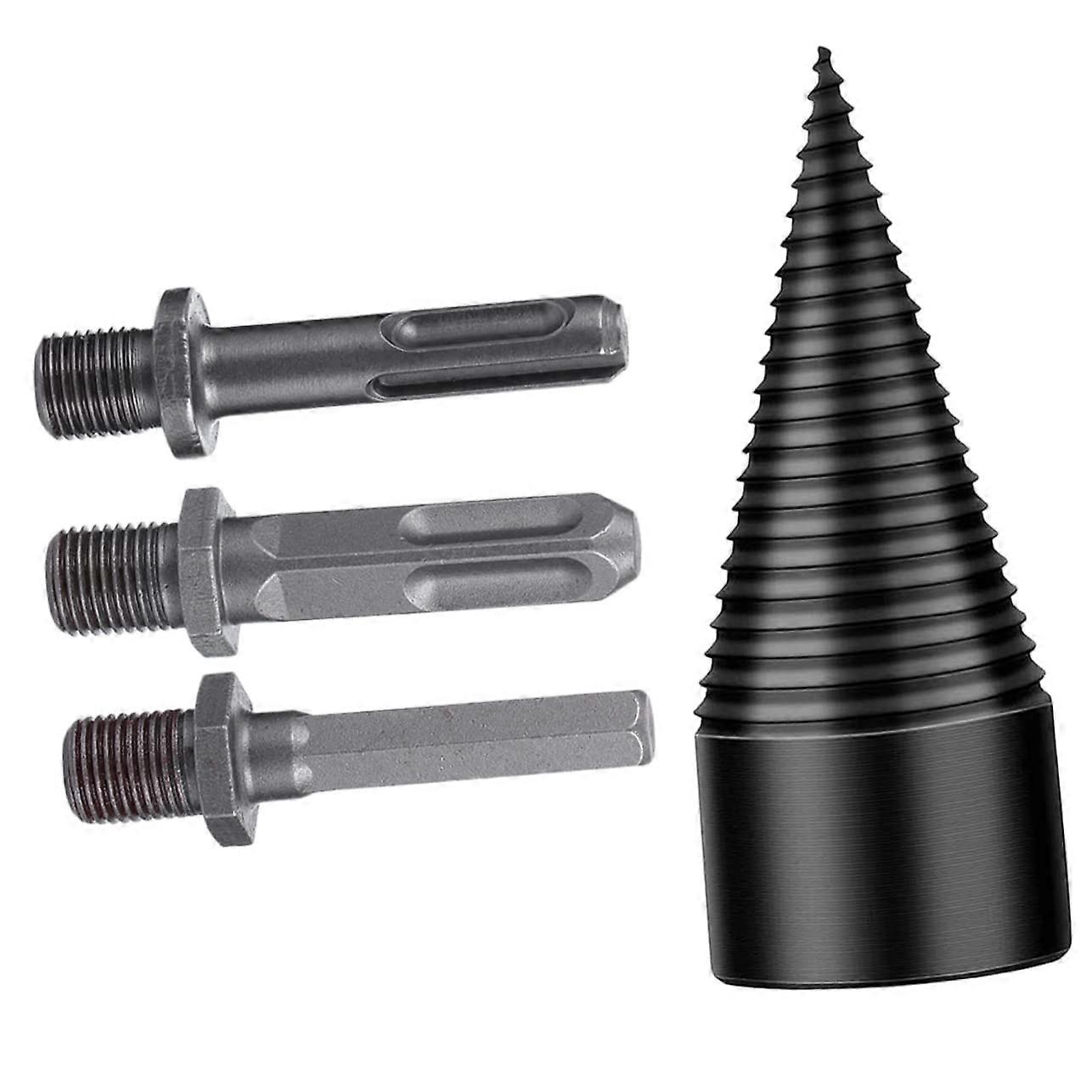 1Set Firewood Drill Bit Wood Splitter Versatile Drill Bit with and Handle Connections Efficiently Splits Oak Hickory Walnut and More