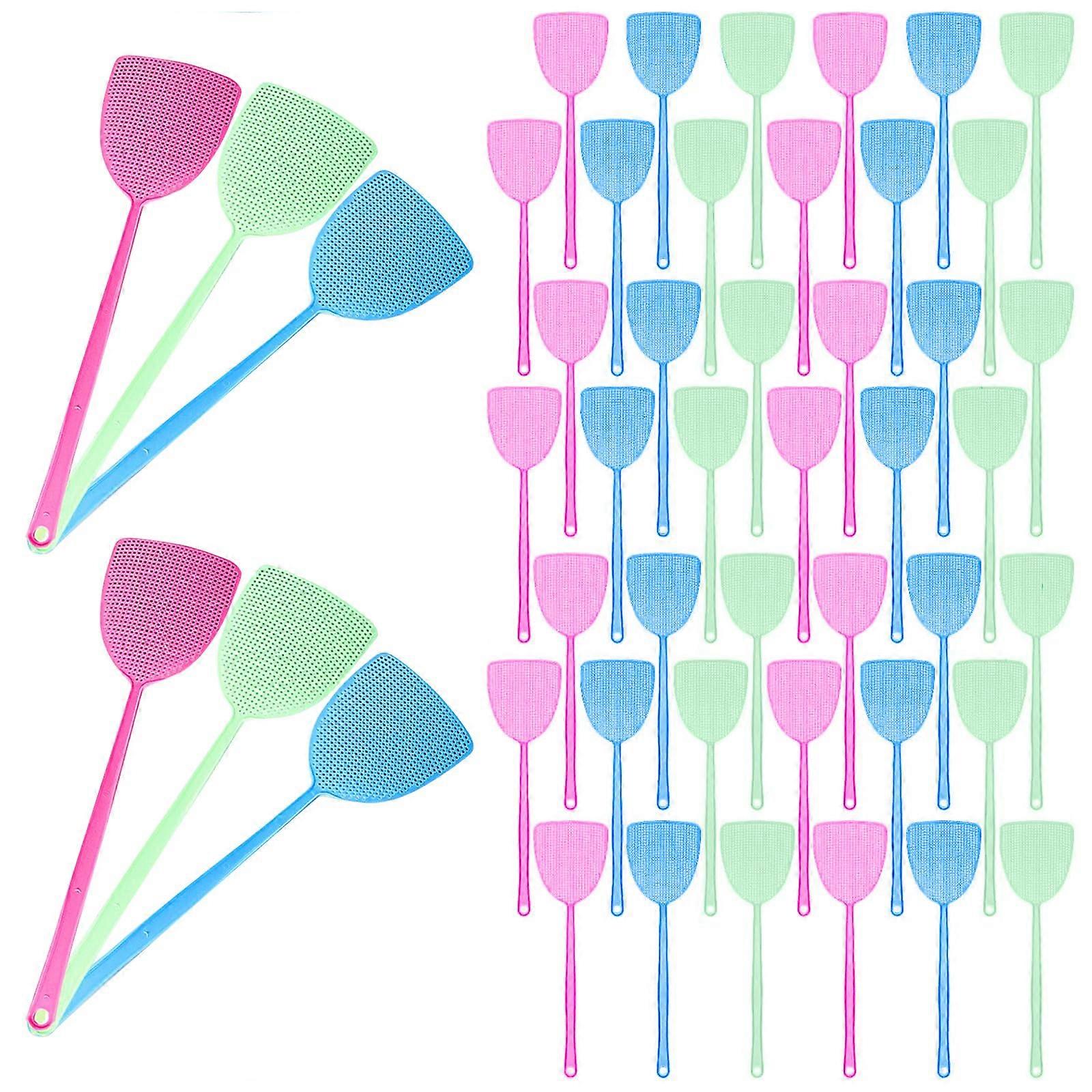 100 Pcs Plastic Fly Swatter Set - Heavy Duty Colorful Manual Fly Swatters with Long Handle for Effective Mosquito Control