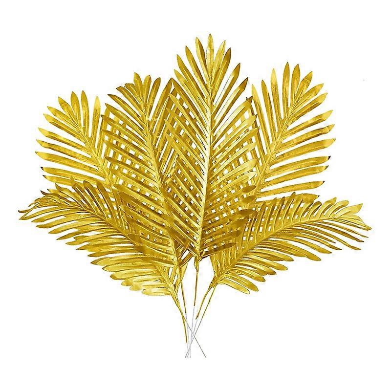 8 Pcs Artificial Gold Palm Leaves Realistic Golden Plants Leaf