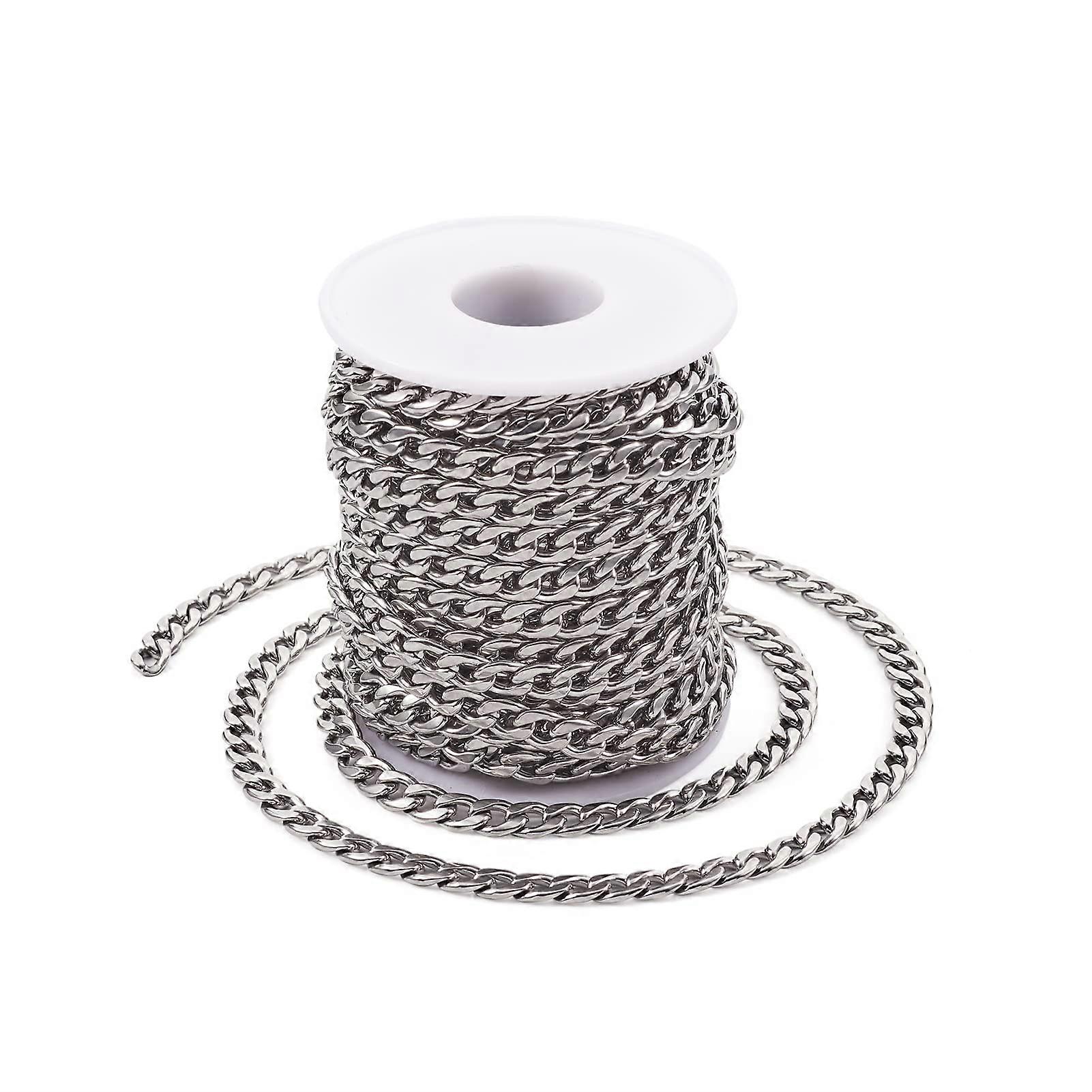 Chaîne en acier inoxydable de 10 m, 9 x 6 x 2 mm, maillons croisés non soudés, pour projets de bijoux DIY