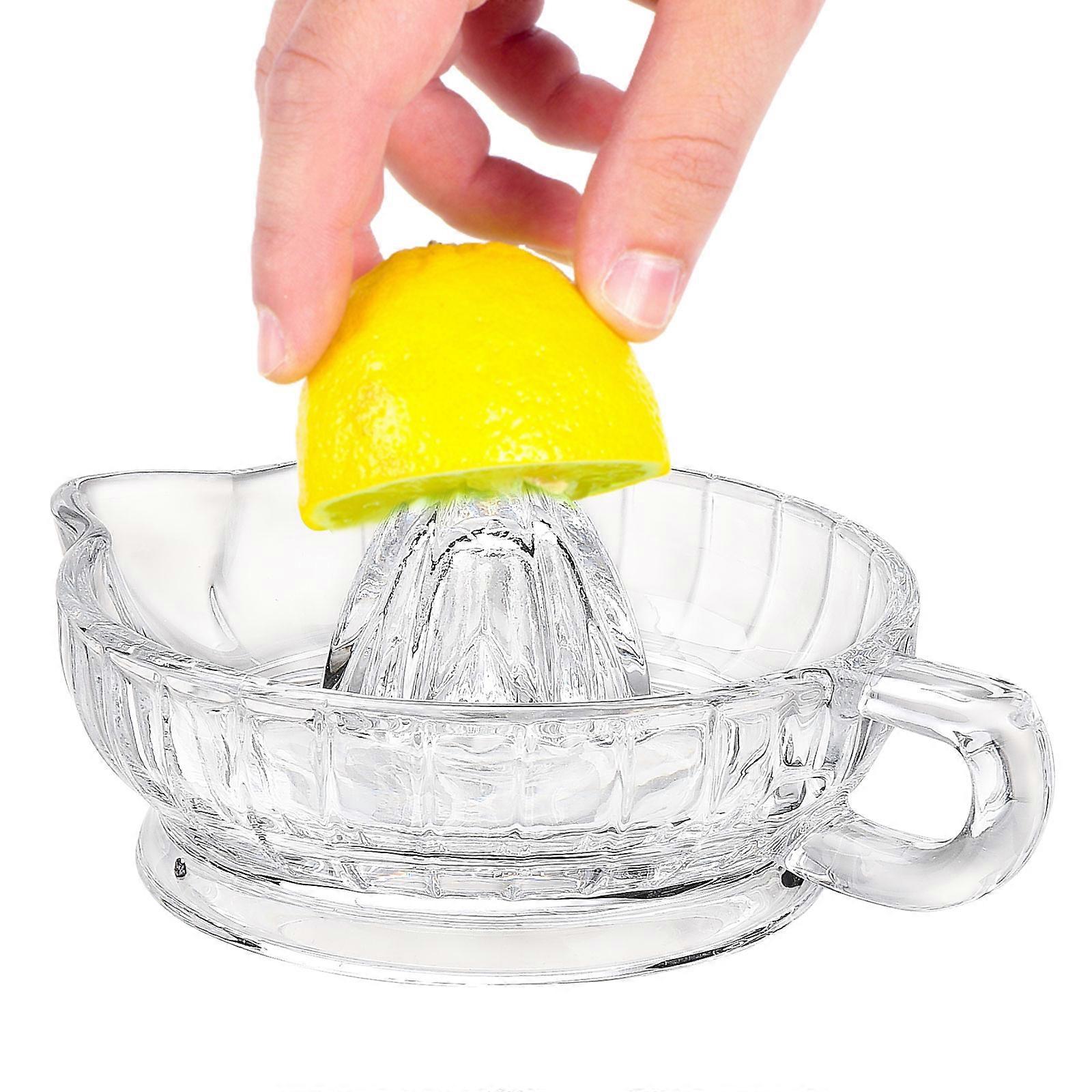 FreshJuice Collector CitrusJuicer, HeavyweightGlass Design for Optimal Juice Extraction, HandleAndPourSpout for Easy Use, DishwasherSafe Transparent