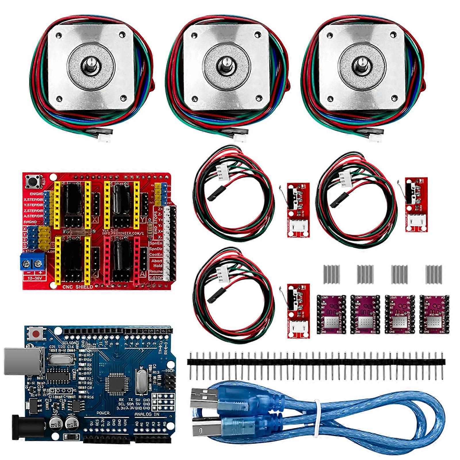 Latest CNC Shield Kit R3 Board+ RAMPS1.4 Mechanical Switch-Endstop +DRV8825 Motor Driver+ Nema 17 Motor for 3D Printer