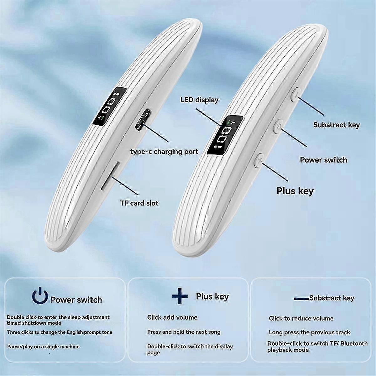 Wireless Bluetooth Bone Conduction Speaker for Sleep Aid with LED Display and TF Card Playback