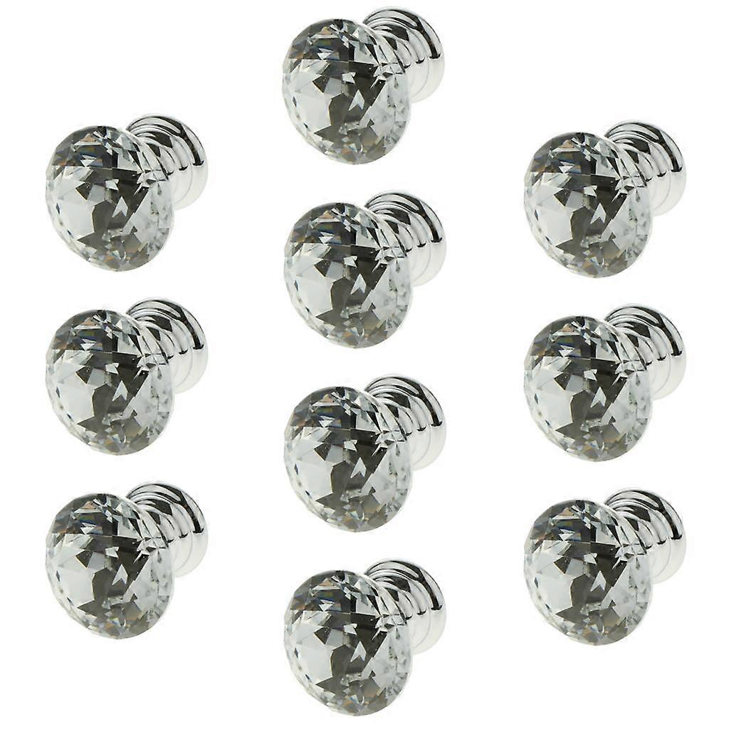 10x Cler Crystl Cbinet Knobs Wrdrobe Door Knobs Cupbord Drwer Pull Hle with