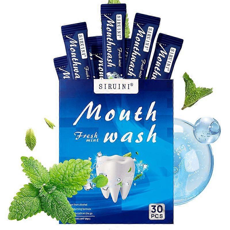 Mouthwash Alcohol Free, Mouth Wash for Adults, Travel Mouthwash Helps Kill 99% of Bad Breath Germs, Prevents Cavities, Fluoride Free, Fresh Mint, 30 U