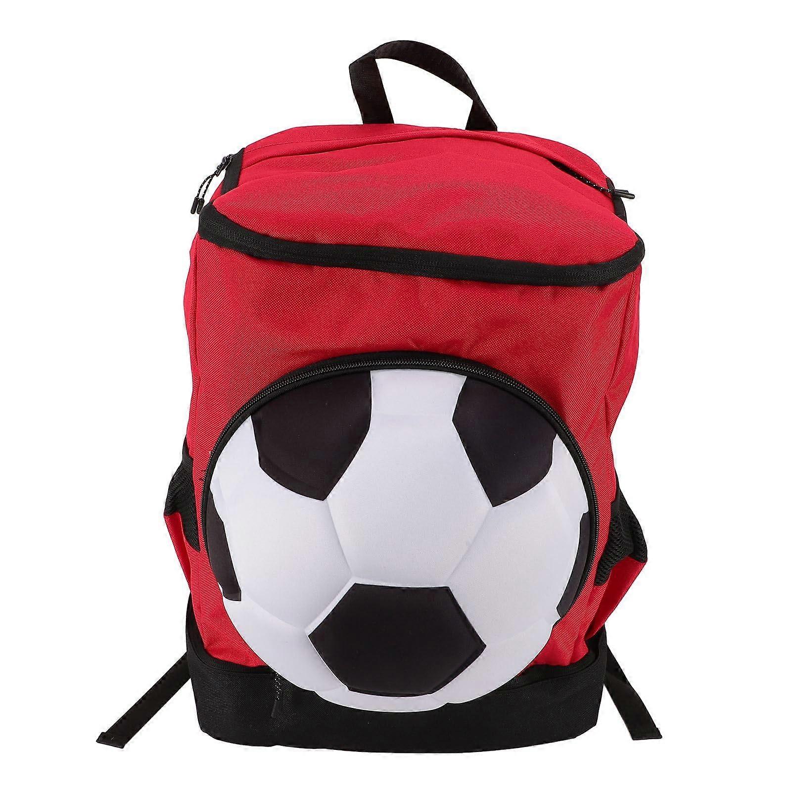 Football backpack with shoe compartment, red with black, child size