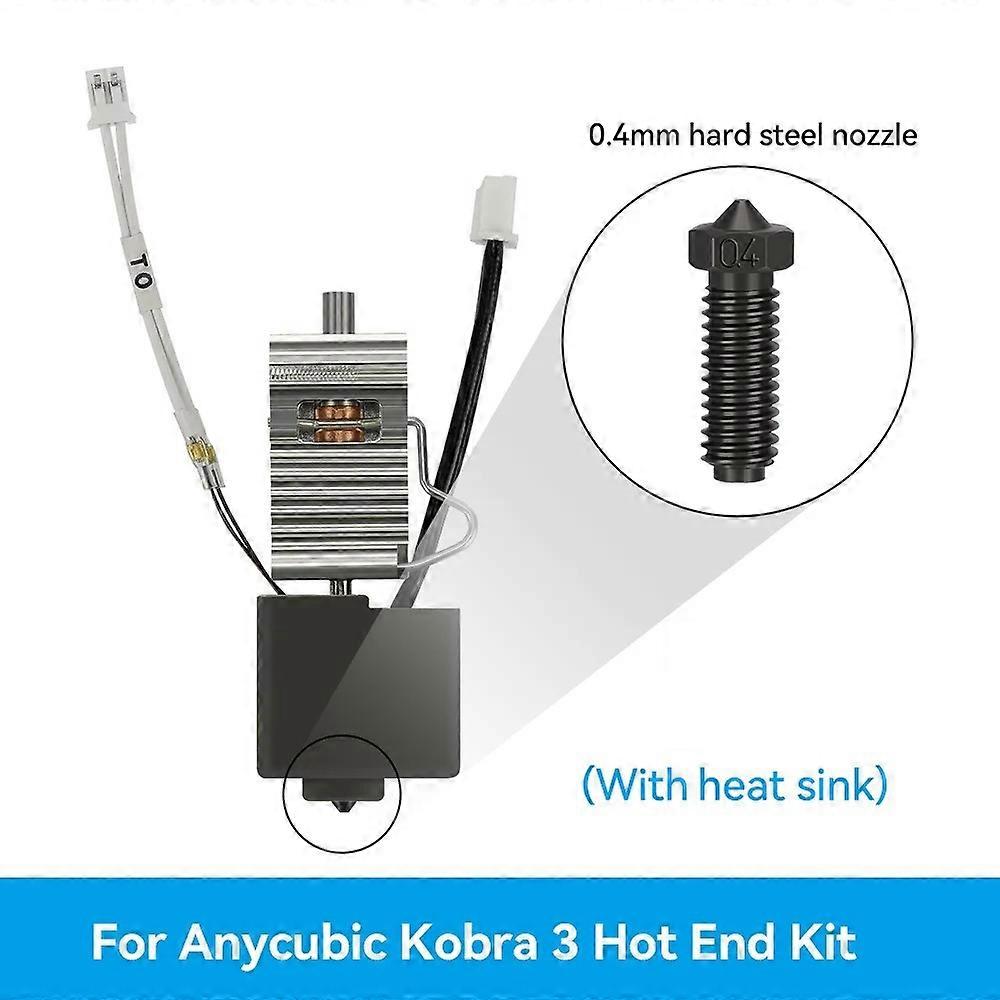 Kobra 3 Hotend 3D Printer Extruder Print Head Kit 24V 50W with 0.4mm Hard Steel Nozzle Support High Temperature and High Speed FDM 3D Printer Accesso