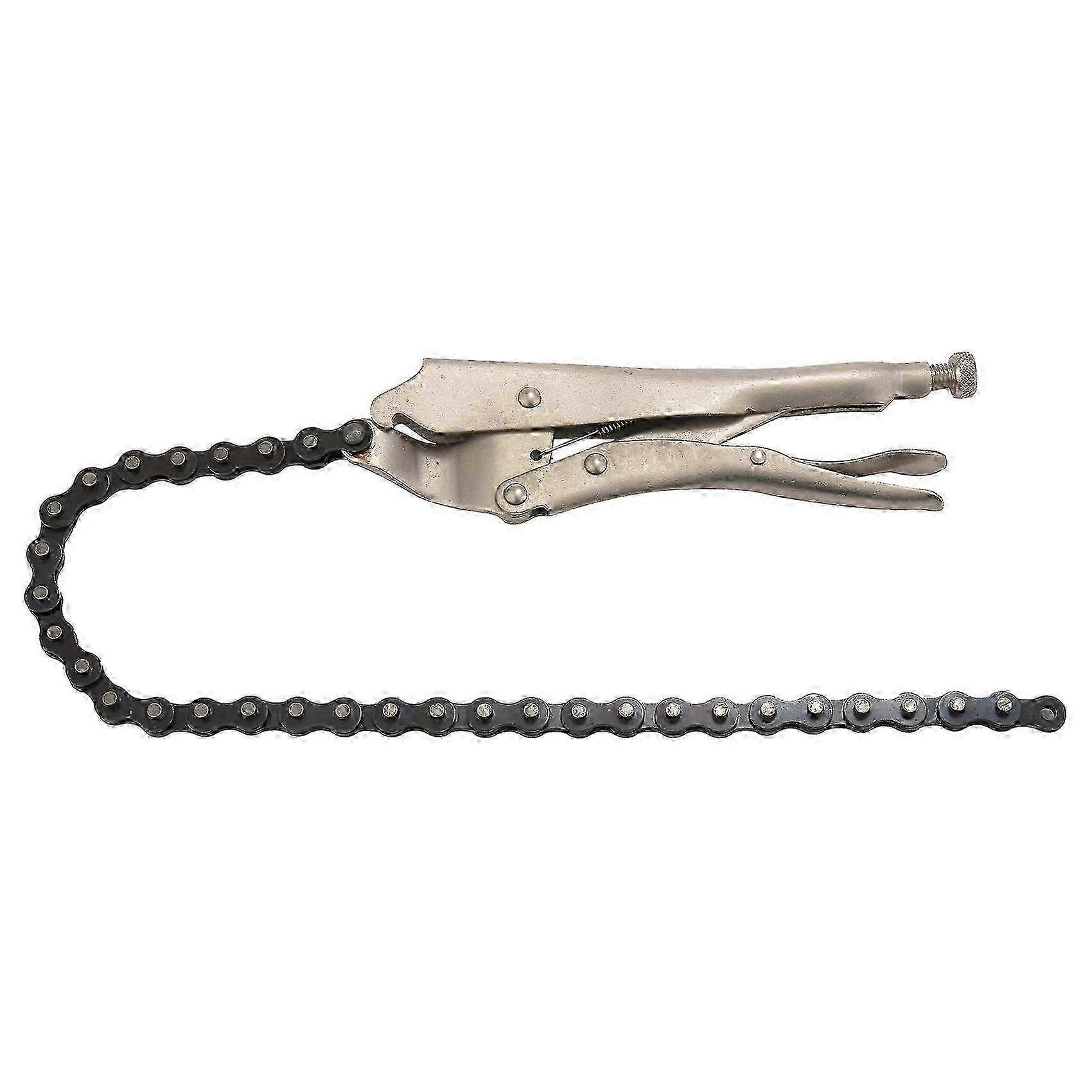 10 inch Locking Grip Plier Wrench With Chain Clamp For Oil Filters And Pipes, 16.5 inch Chain Length Suitable For Various Uses