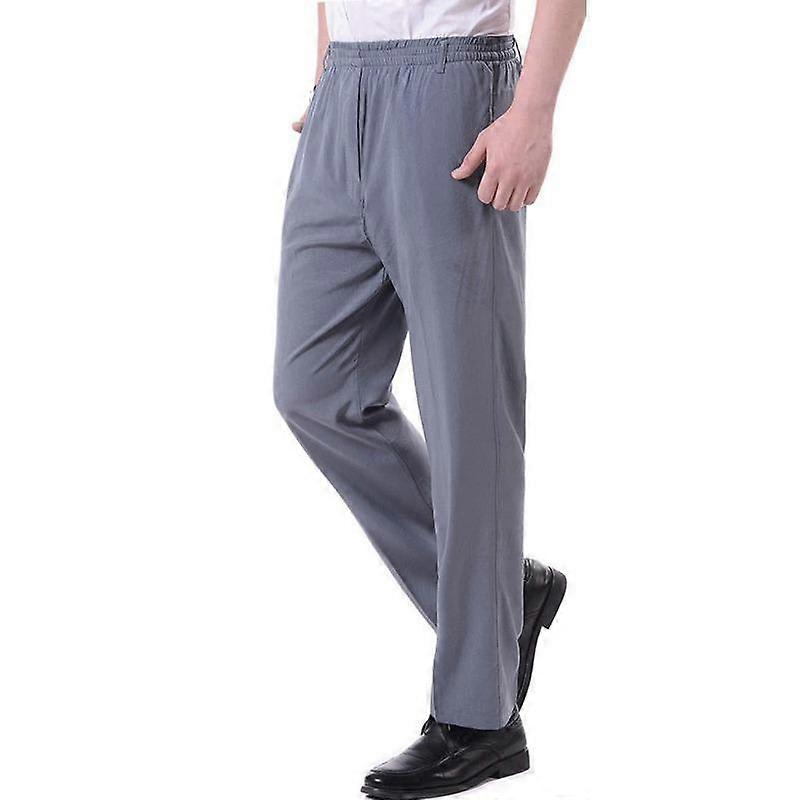 High Waist Ice Silk Breathable Large Size Loose Casual Pants Elastic Waist Pants Men S Casual Pants Clothing Work Pants Leisure Trouser