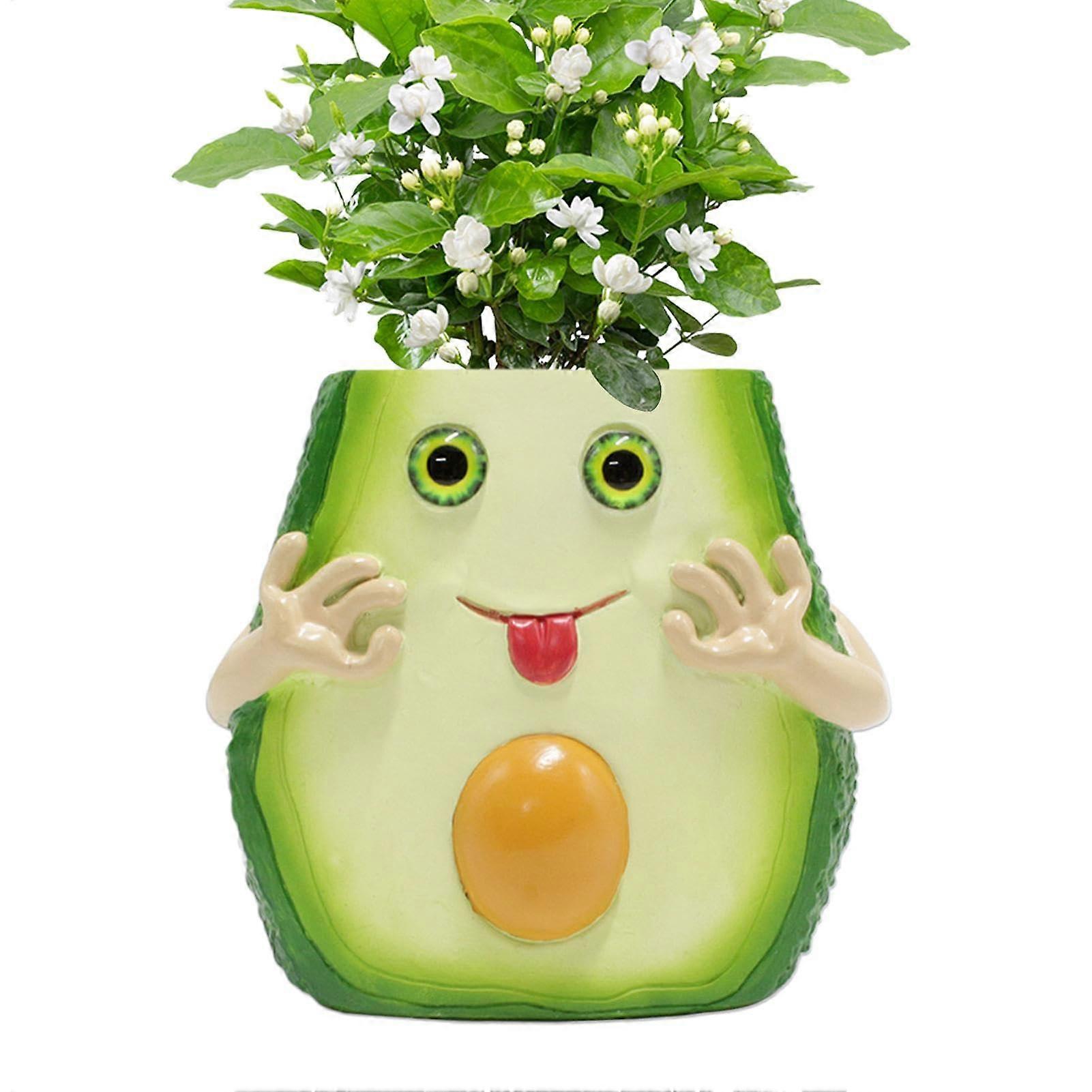 Plant Container Avocado-Shaped Resin Pot, Cute Cactus Holder, Small Resin Succulent Pots, Model D