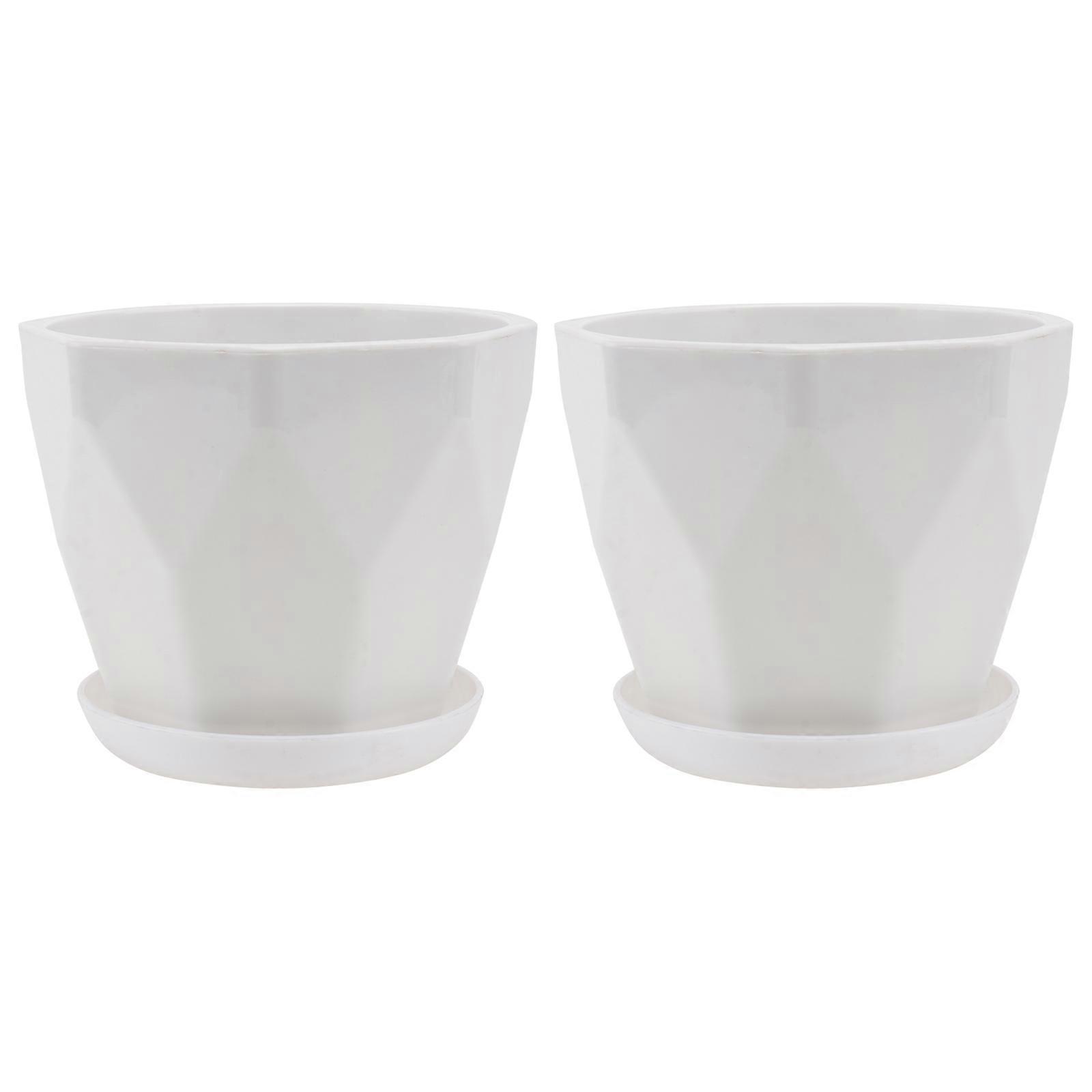 White Plastic Flowerpots for Gardening Lightweight and Durable with Breathable Design 2 Sets
