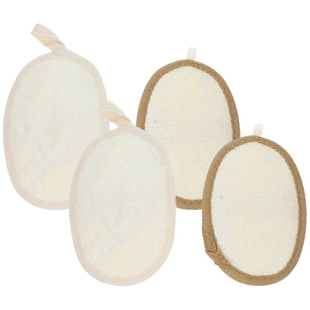 4pcs Loofah Sponge Exfoliating Shower Scrubber Pads Soft Body Wash Bath Sponge Textured Surface Smooth Skin Convenient Hanging Design Home Travel
