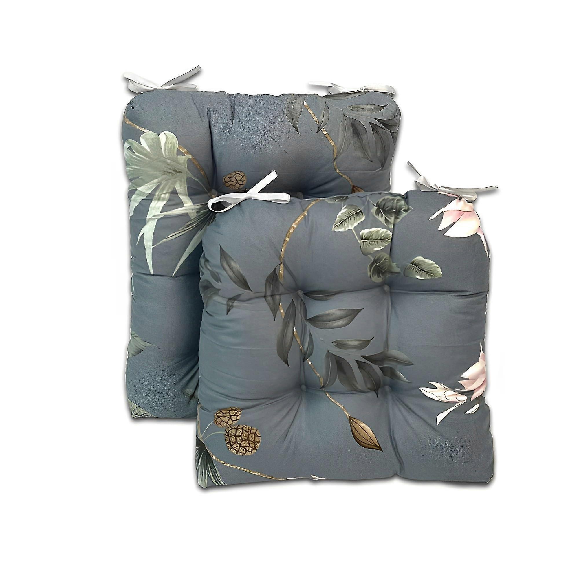 Upholstered Cushions for Garden Chair, Set of 2 HighBacked (Grey Leaf)