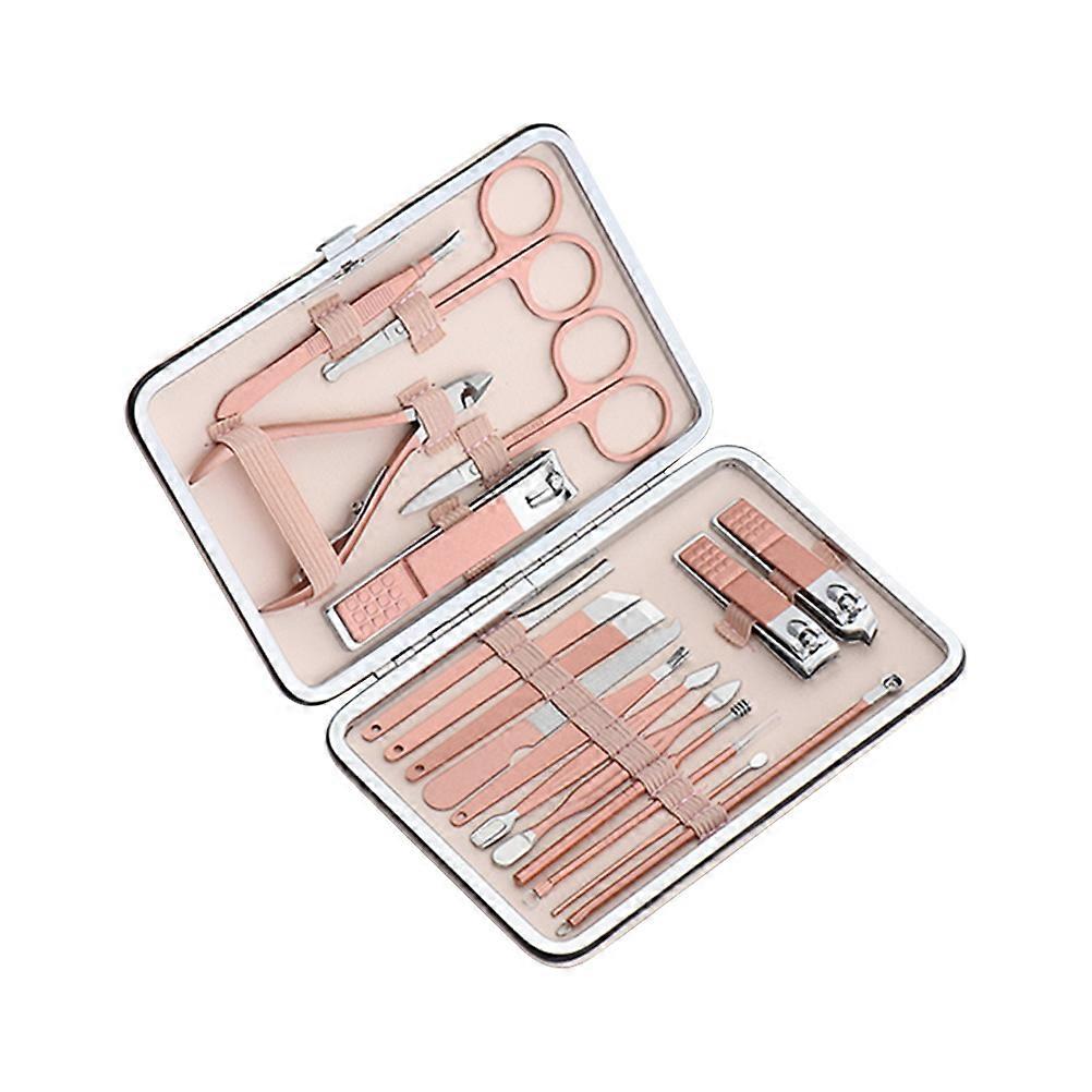 Nail Manicure Tools Manicure Kit Various Shapes Pink 15.5x11x1.8cm 18Pcs Shaping