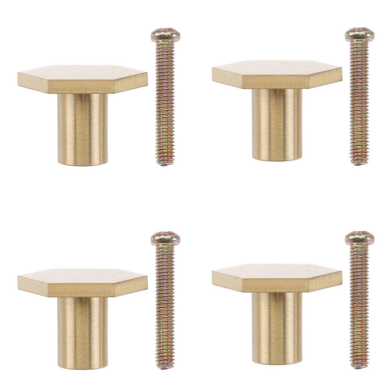 Cabinet Door Window Handle Vintage Brass Knobs Hexagonal Drawer Pull For Home Decoration 2 5X2 5CM 4Pcs