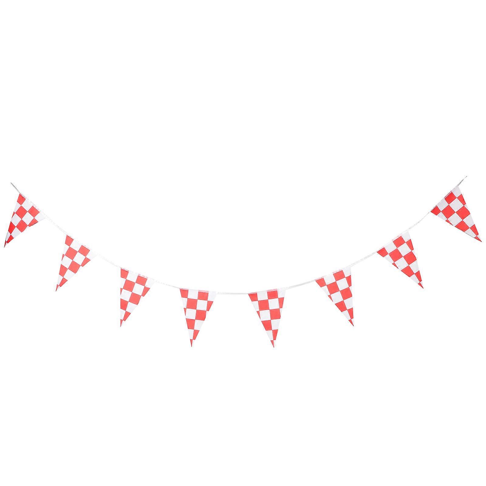Racing Checkered Flags Set Small Checkered Flags for Racing Events Decorative Flags Polyester Fabrics 7m Long Cheering 1 String per Set