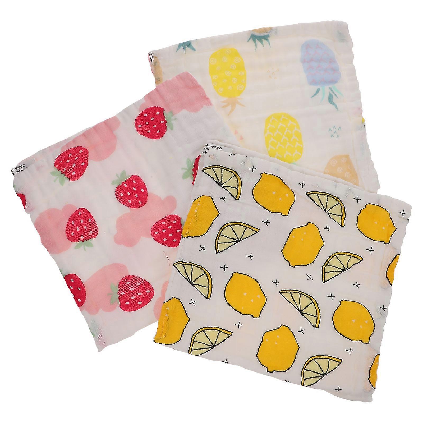3pcs Soft Cotton Burp Cloths for Newborns – Adorable Patterns, Highly Absorbent Face Towels for Feeding & Cleaning – Unisex Design for Baby Boys &