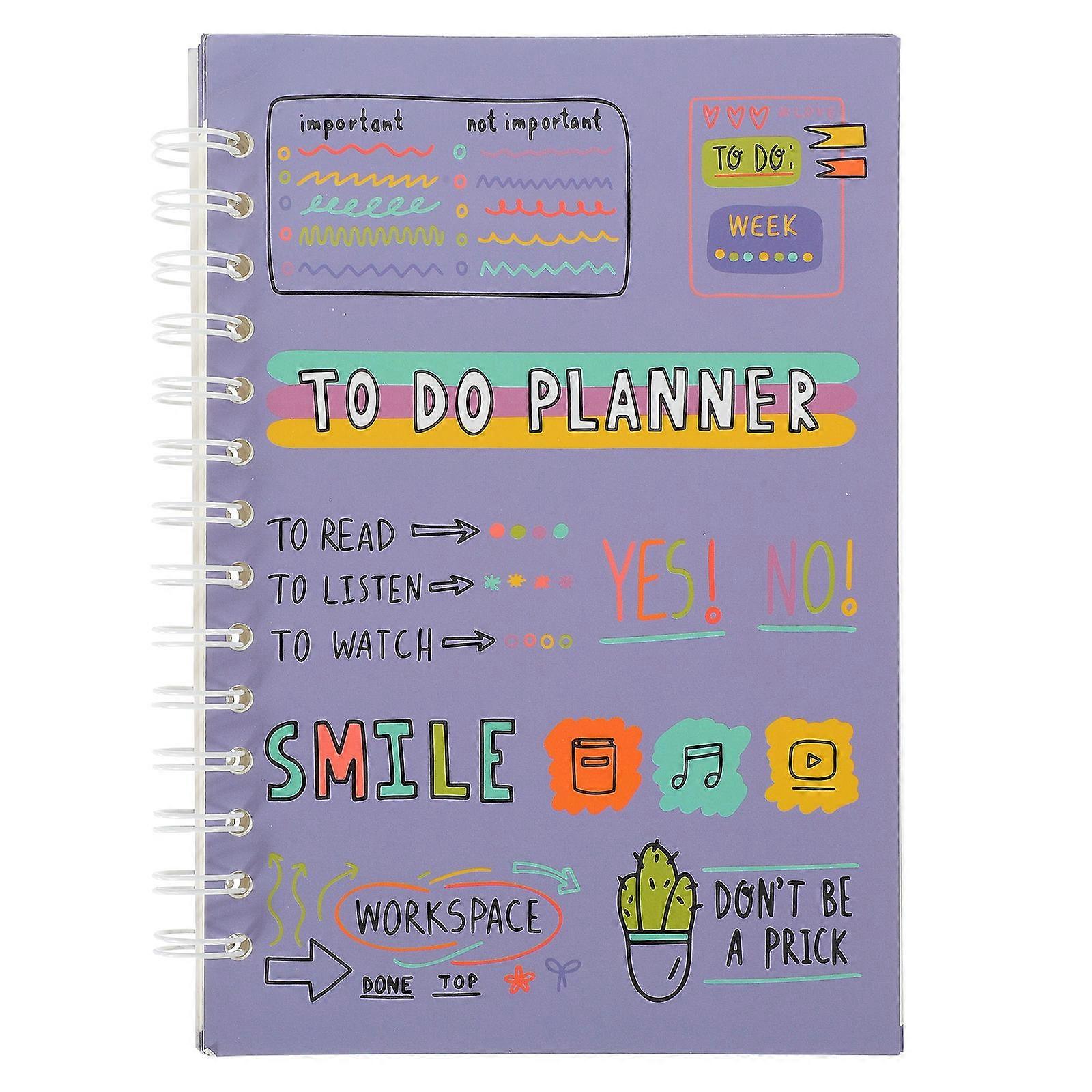 Portable Planner Organizer MultiFunction Notebook Office Academic Planner For Time Management Rectangular Violet 2100X1500X185CM 1Pack