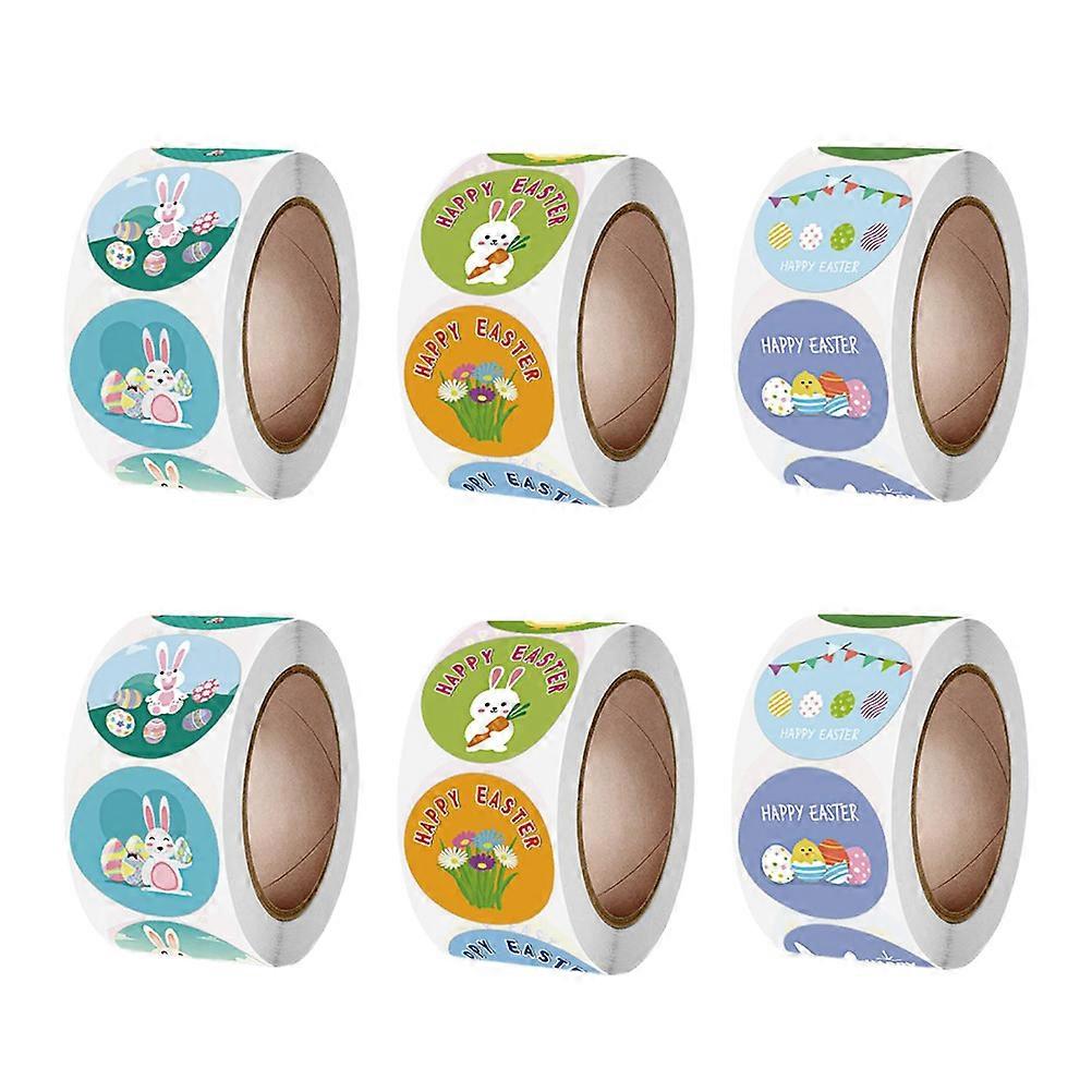 Party Seal Sticker Adorable Decorative present Stickers Easter Party Use Square Shape Assorted Color 6 Rolls