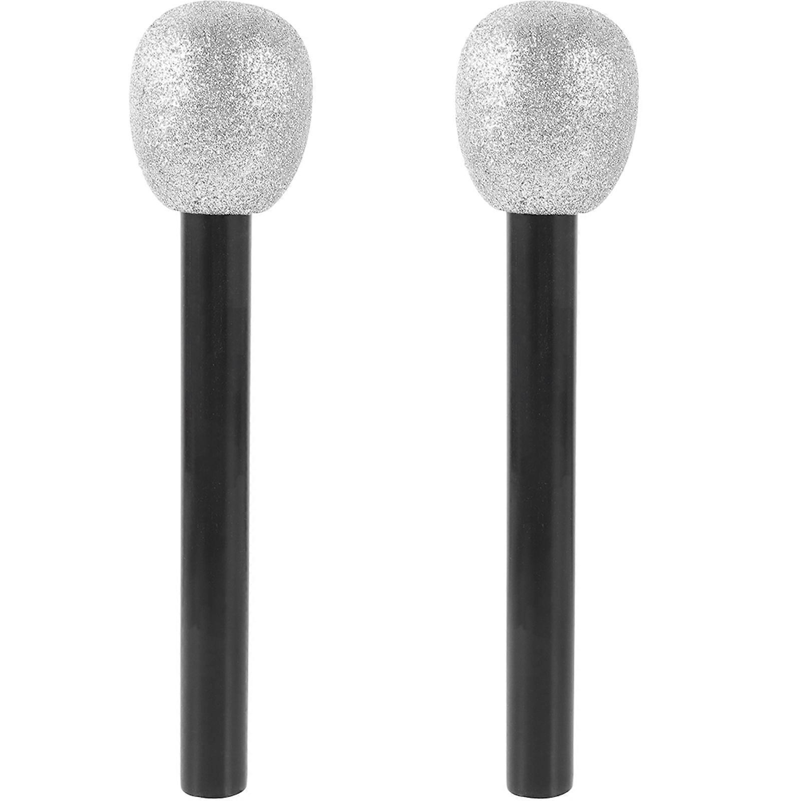 Glitter Microphone Props 2pcs Fun Party Supplies for Dance, Pretend Play & Photo Booth Safe for Boys