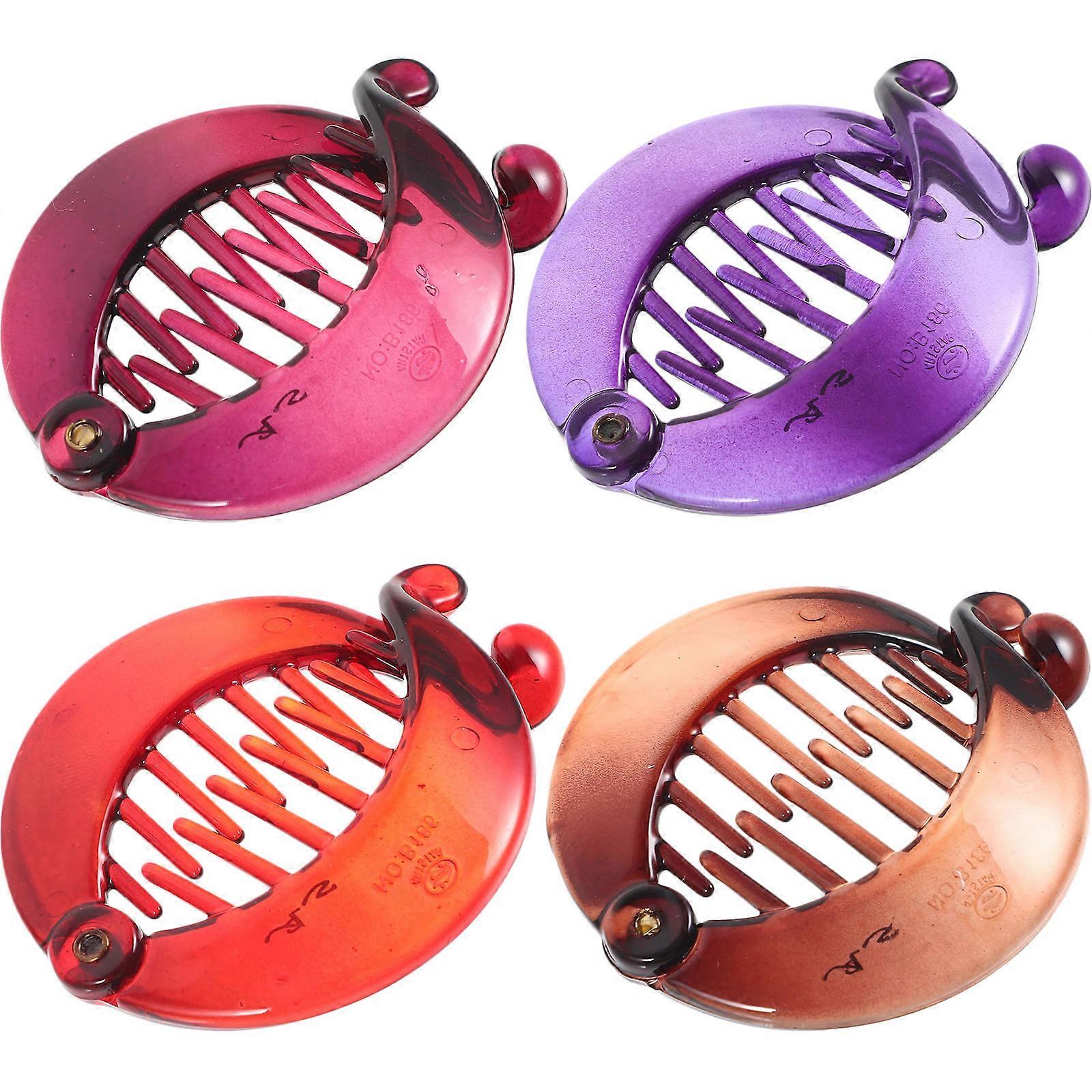 Spinki do włosów Kobiety Banana Shape Codzienne użytkowanie Podróżowanie Czerwone 4Szt