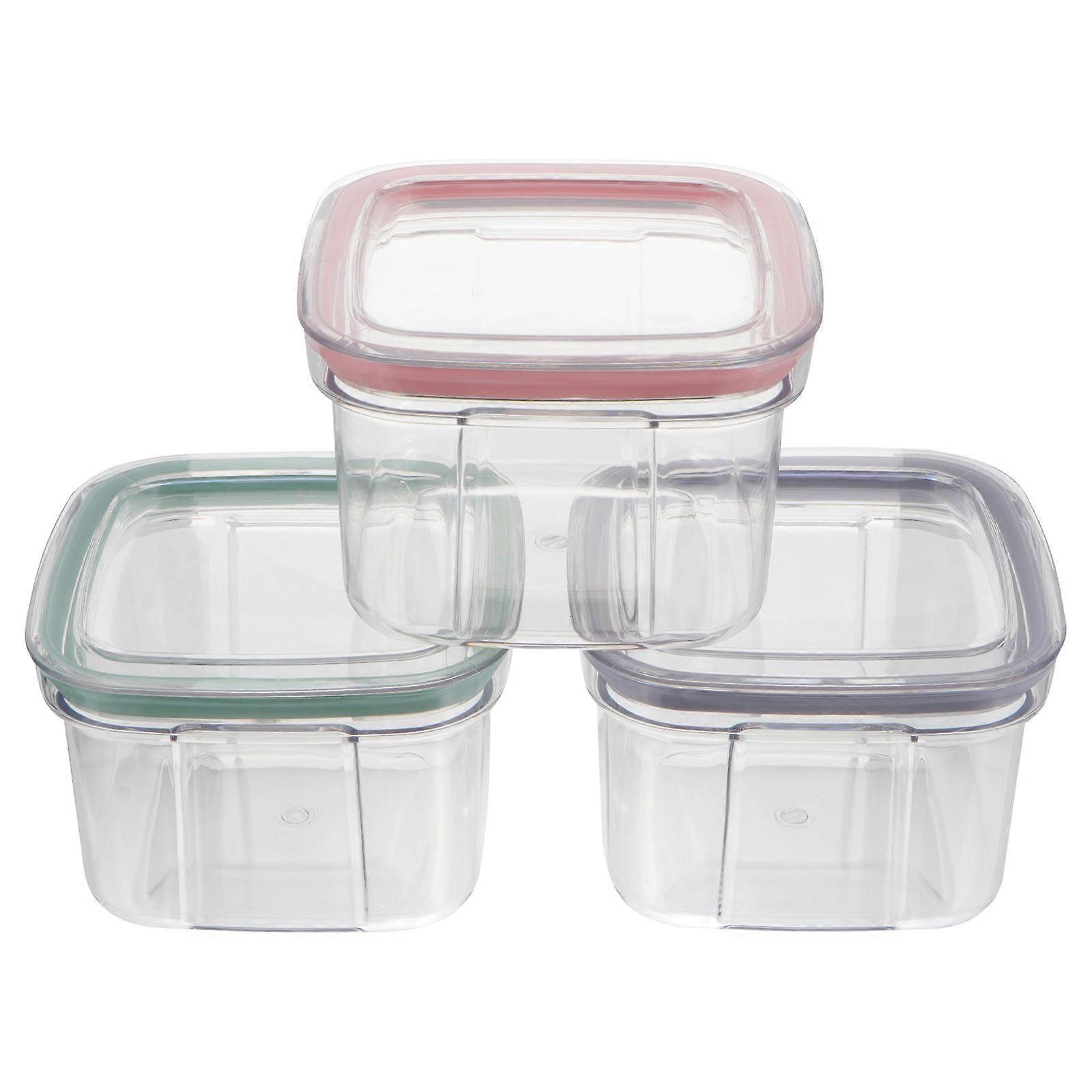 Storage Containers For Kitchen Airtight Sealing Large Capacity Square Transparent Purple 3Pcs