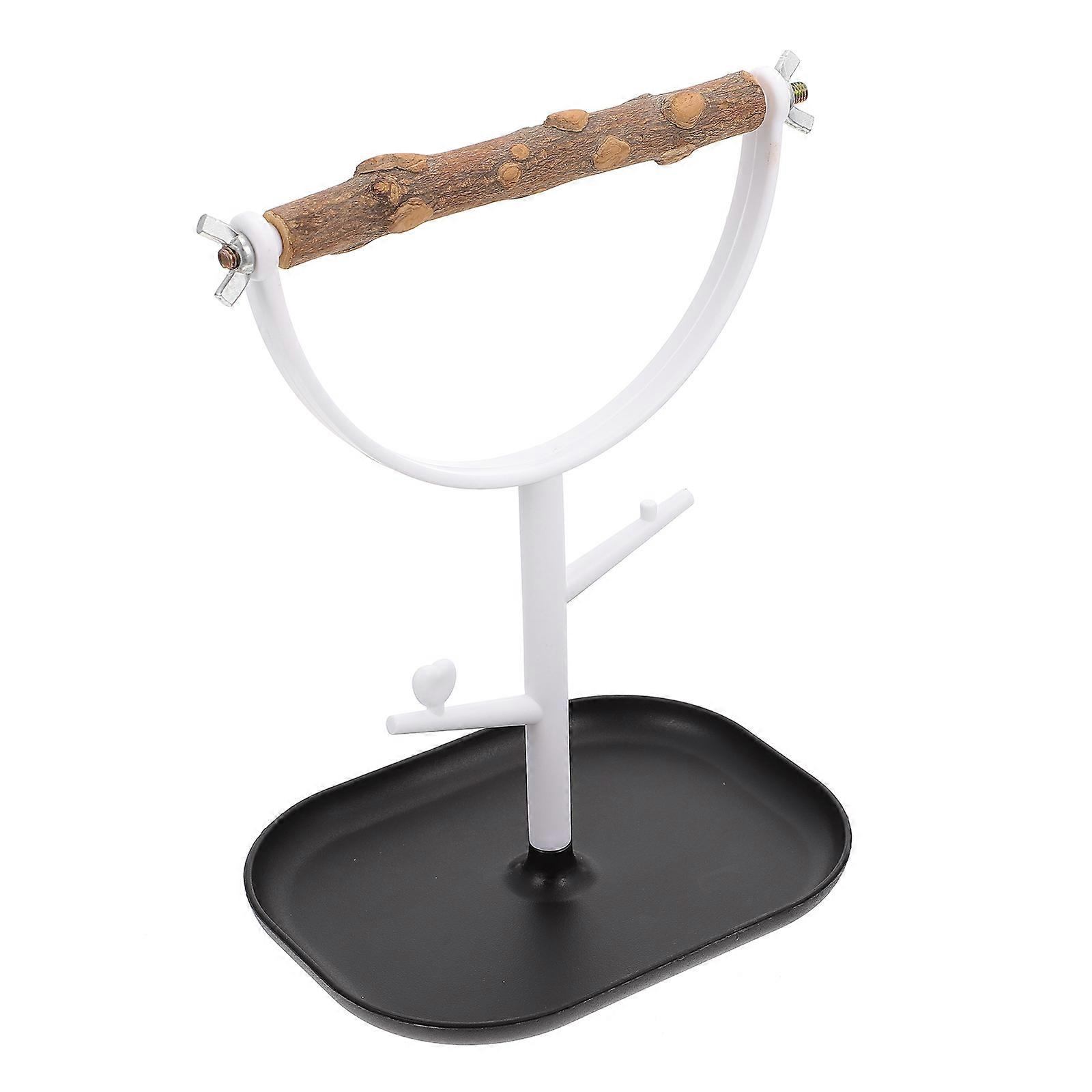 White Plastic Bird Perch for Pet Use 1Pc Stable Desktop Training Stand for Parrots