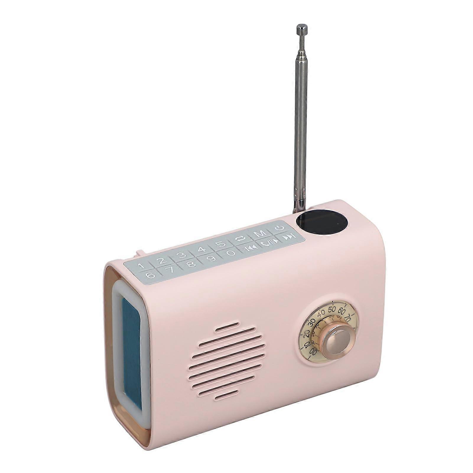 Miniature Speaker, Solar-Powered Portable Radio, Bluetooth Wireless Music Player for Outdoor Use, RV Portable Pink