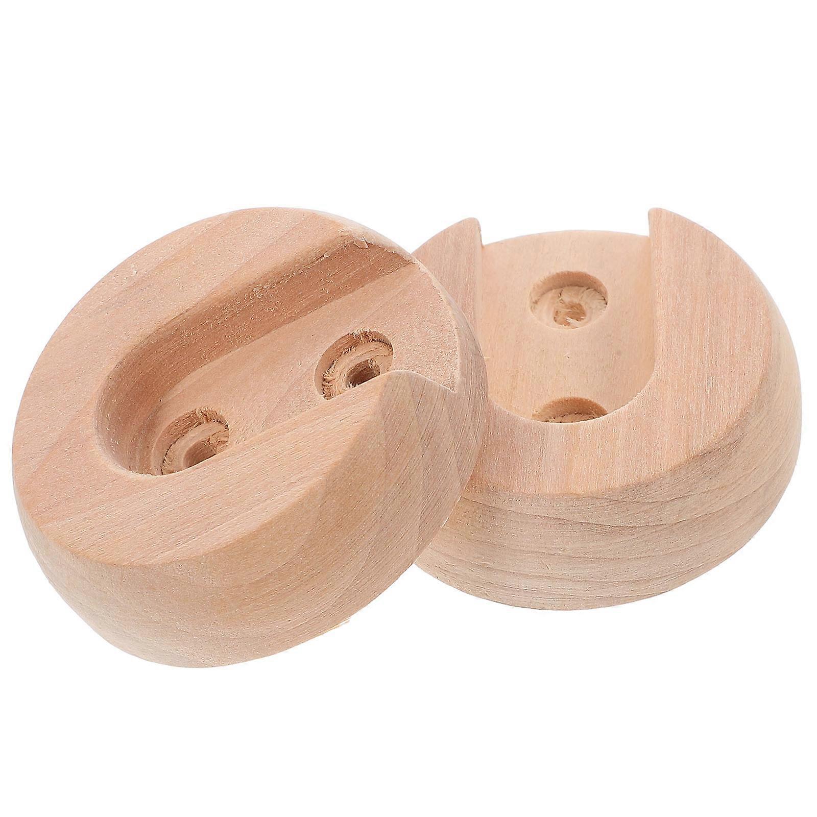 Curtain Rod Flange Holder Wood Curtain Rod Holders Bathroom Accessories Khaki Supporting 2Pcs