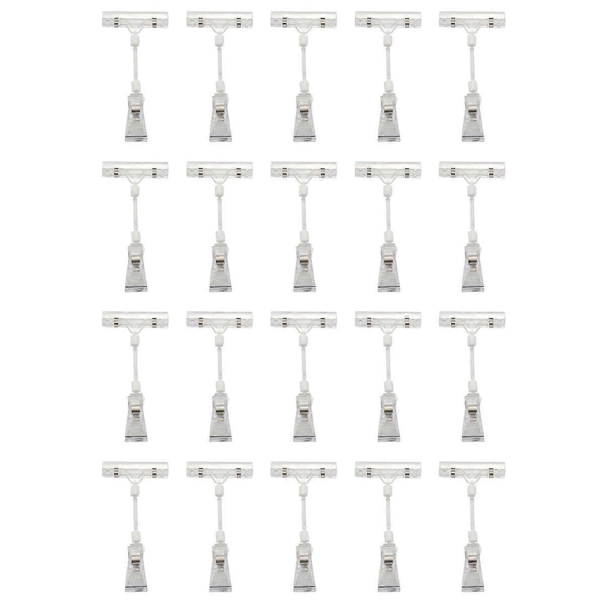 20pcs 6.5 inch Height Transparent Plastic Double Clips Adjustable Sign Card Display Holder
