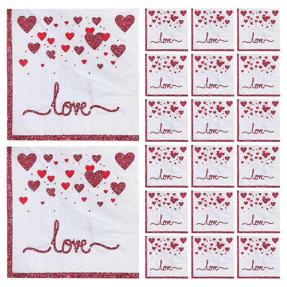 Valentine's Day Pattern Paper Napkins Romantic White 40Pcs