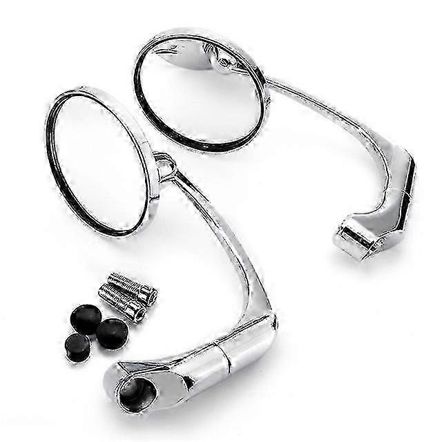 1 Pair 8-10mm Chrome Round Bar End Rearview Side Mirror Adjustable for Cafe Racer