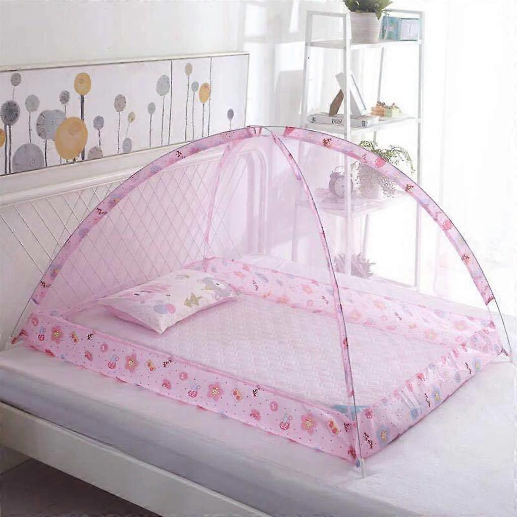 Mosquito Net for Bed, Mosquito Net for Girls, Foldable, Yurt Fabric, Enclosed Mosquito Net for Girls, Bed Canopy/Pink/90 * 120 * 70cm 90*120*70cm Pink