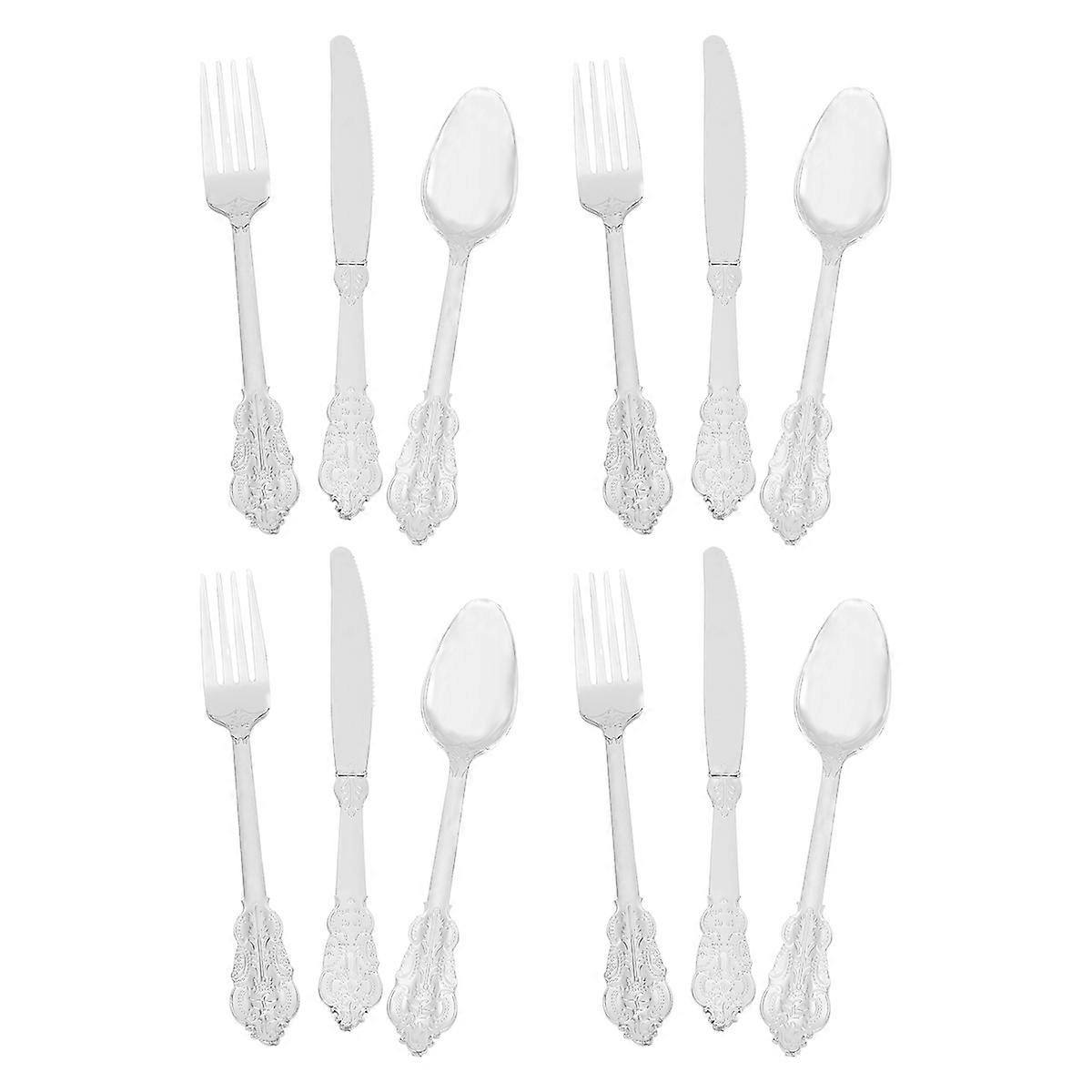 Utensils Set Cutting Tools For Wedding Parties Silver 12Pcs