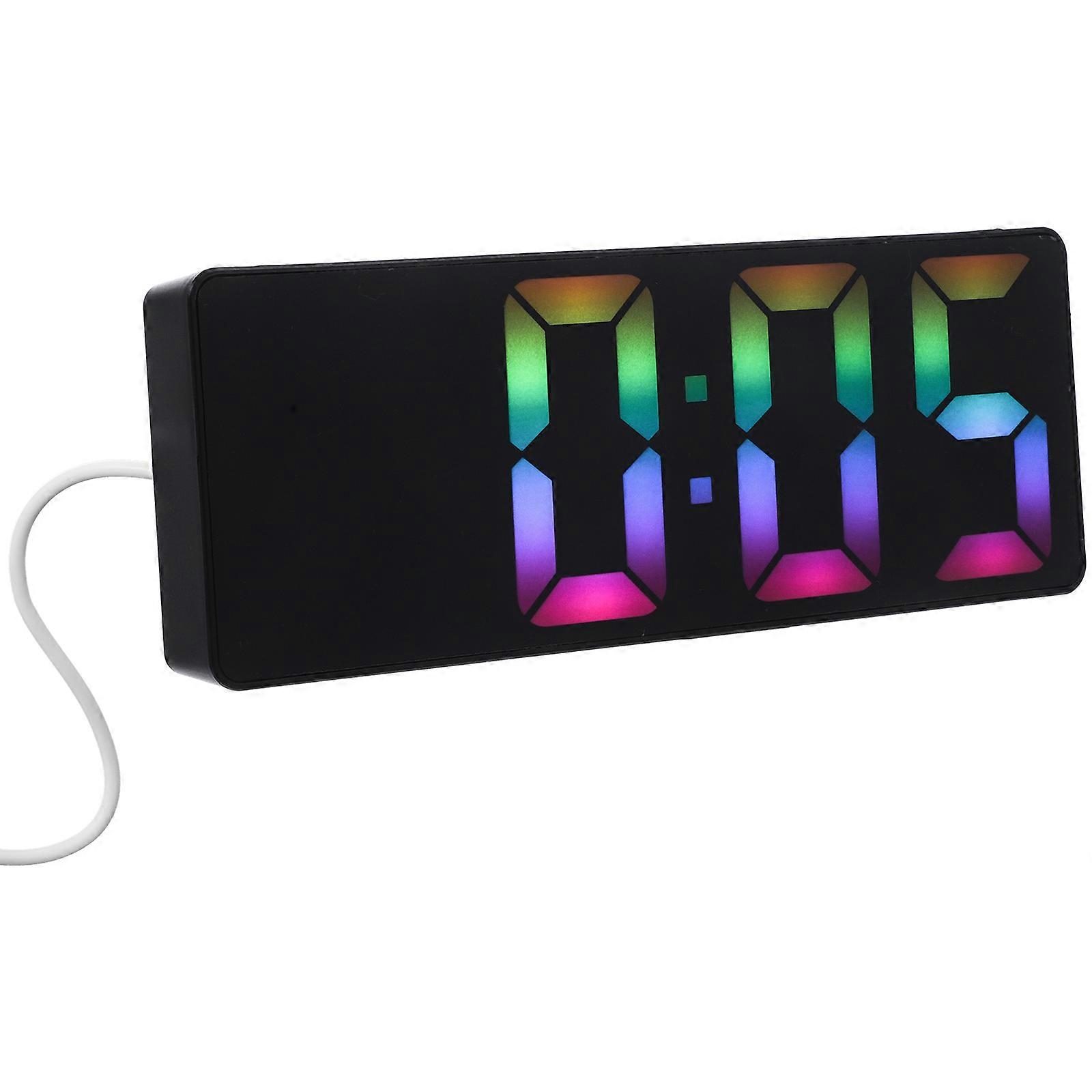 Desktop Digital Alarm Clock Rectangular Time Display Temperature Date Bedroom 1Pack