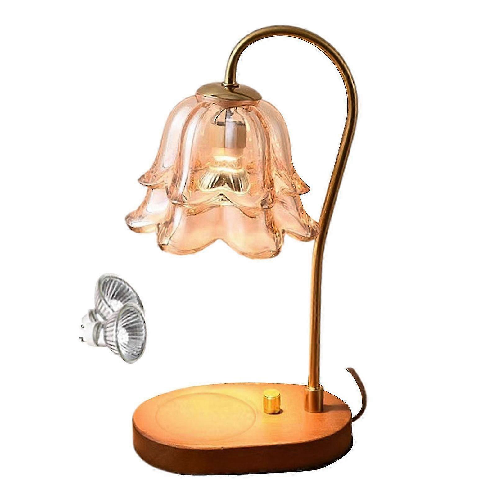 Candle Warmer Lamp with Wooden Base Timer Function Adjustable Brightness Decorative Table Lamp