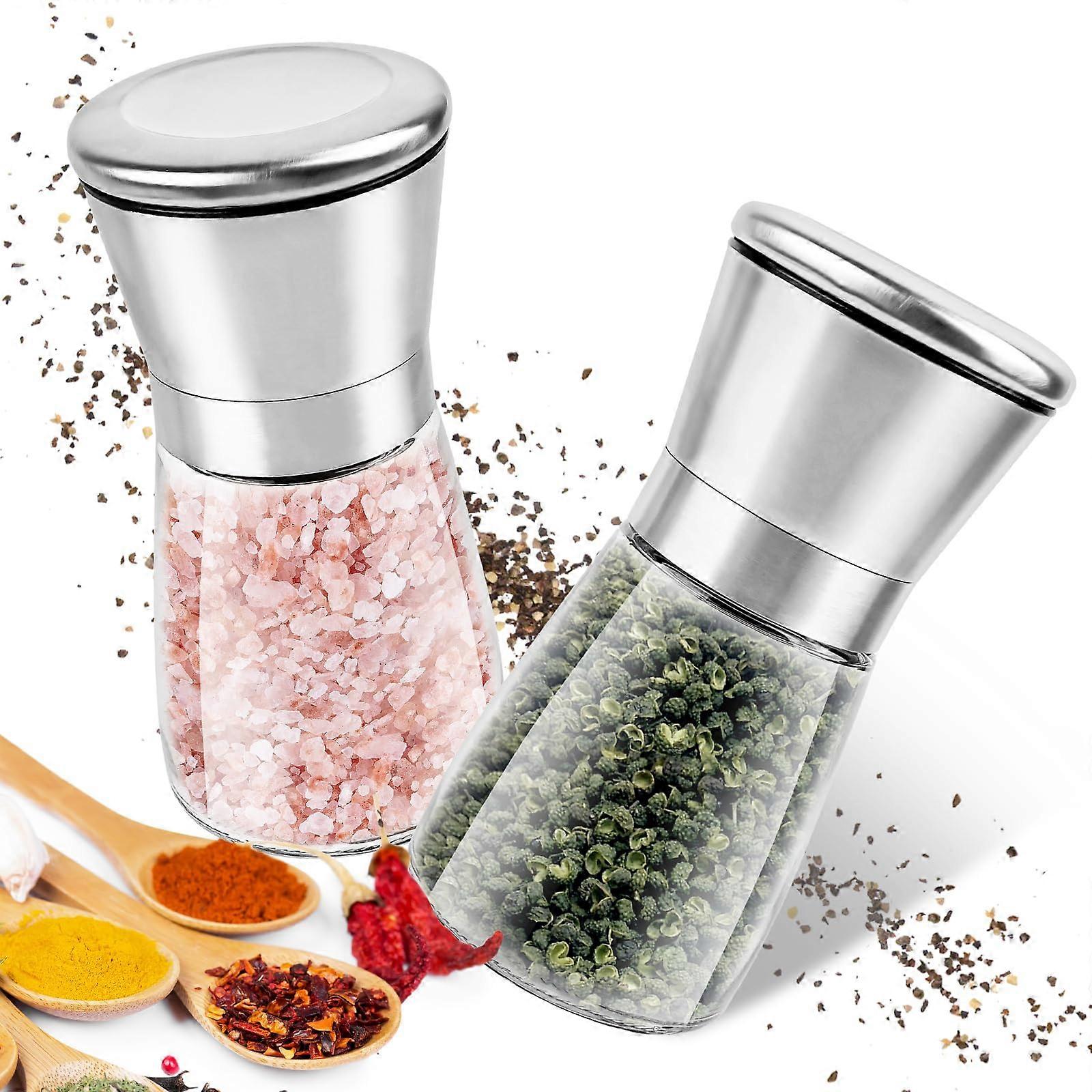 Salt and Pepper Mill Set of 2 with Adjustable Ceramic Grinder